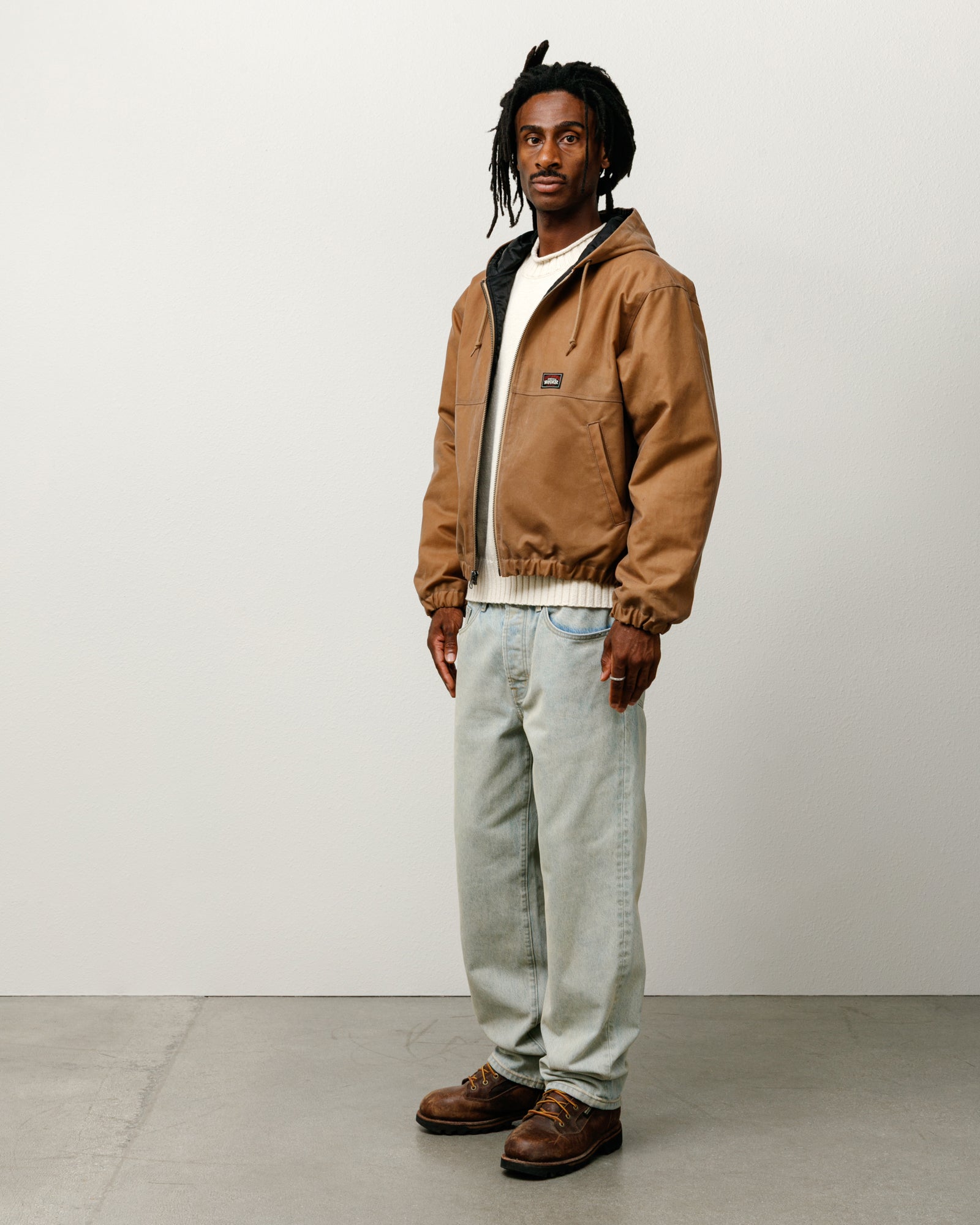 Work Jacket Waxed Cotton Mens Long Sleeve In Khaki