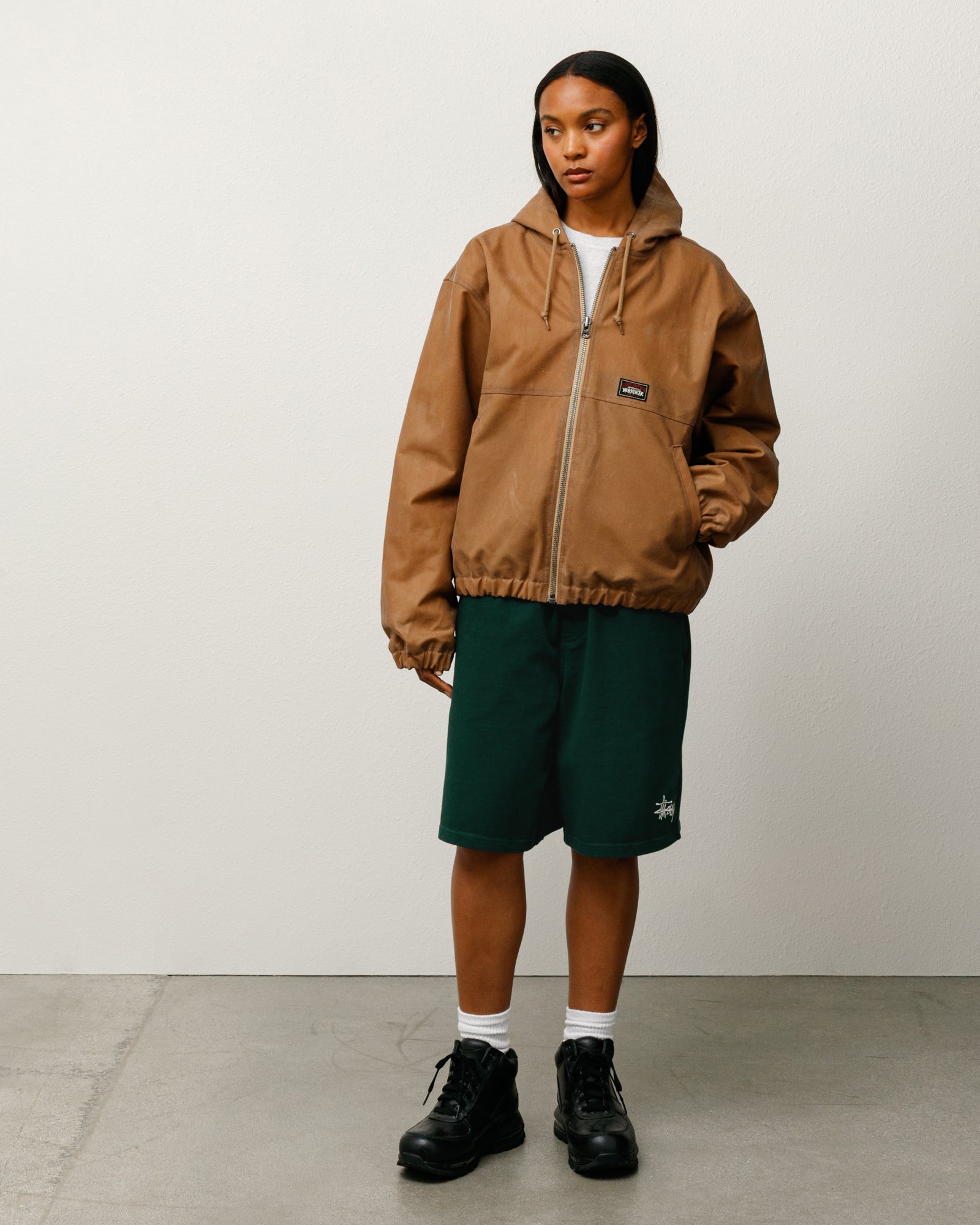 Work Jacket Waxed Cotton Mens Long Sleeve In Khaki