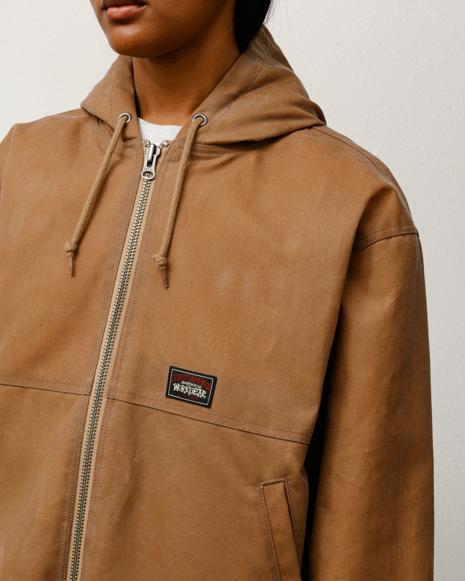 Work Jacket Waxed Cotton Mens Long Sleeve In Khaki