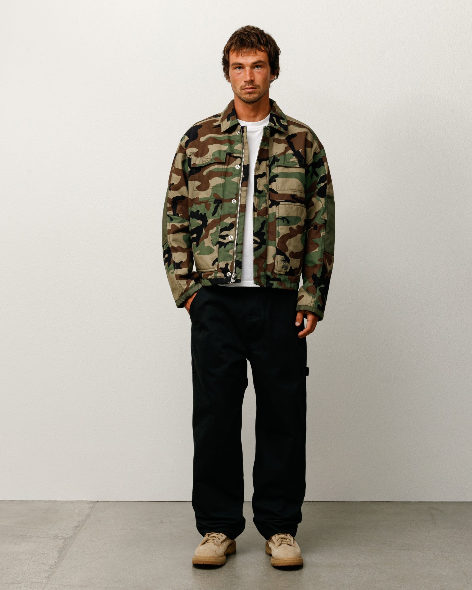 Workgear Jacket Mens Long Sleeve In Woodland Camo