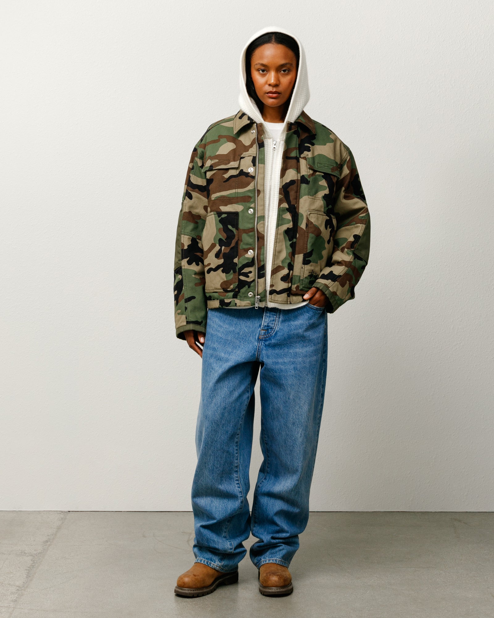 Workgear Jacket Mens Long Sleeve In Woodland Camo