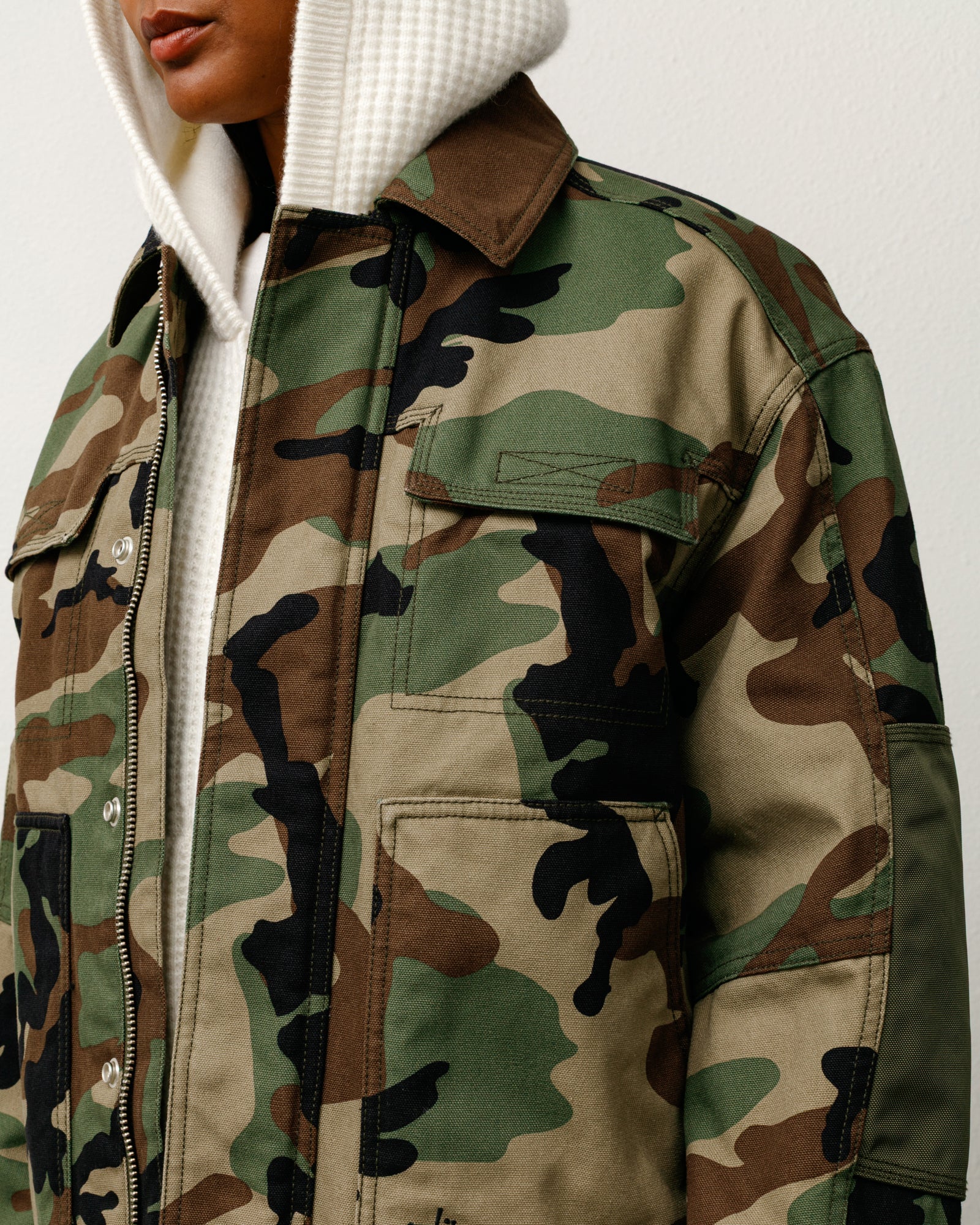 Workgear Jacket Mens Long Sleeve In Woodland Camo