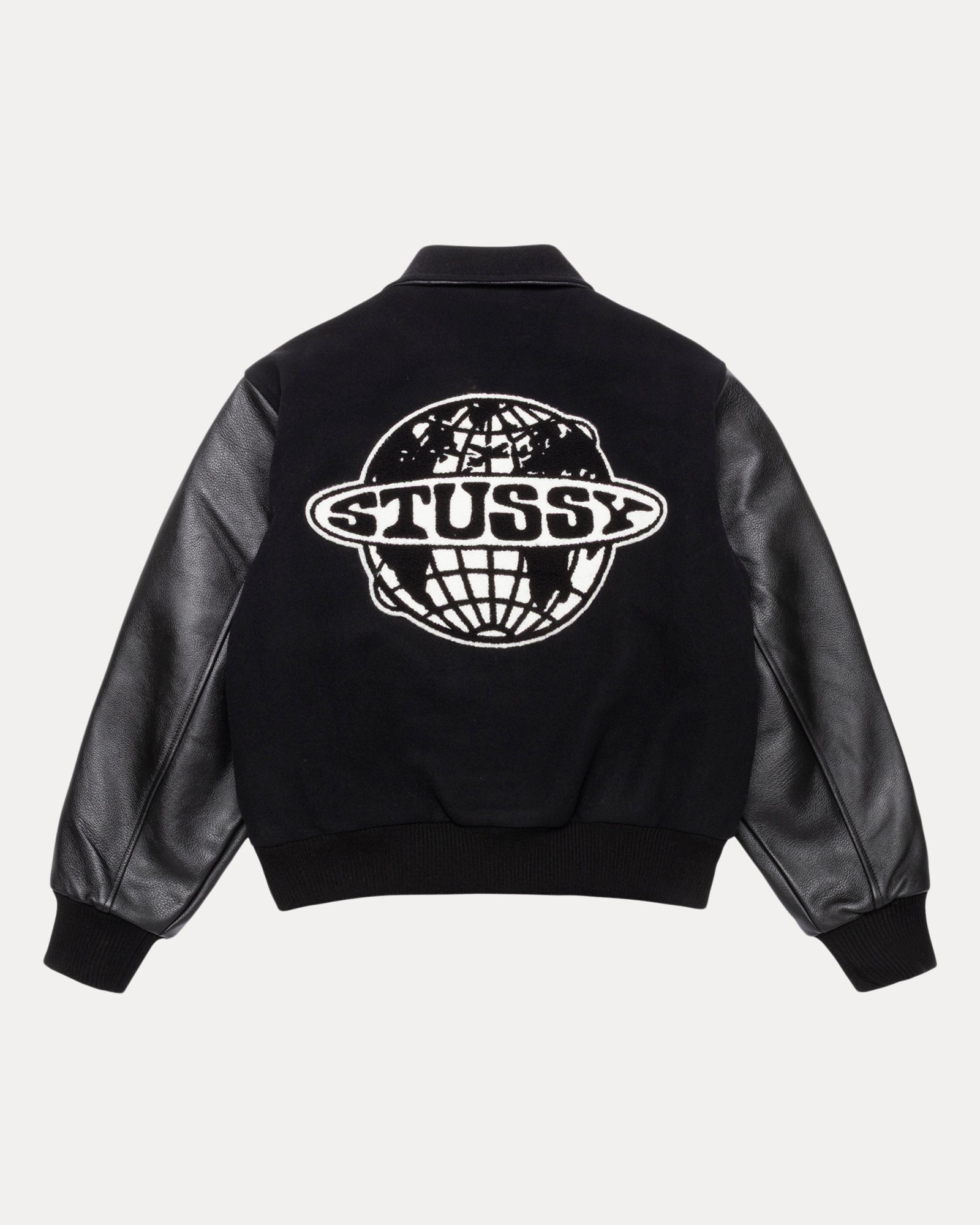 Globe Varsity Jacket – Black | Outerwear | Stüssy Canada