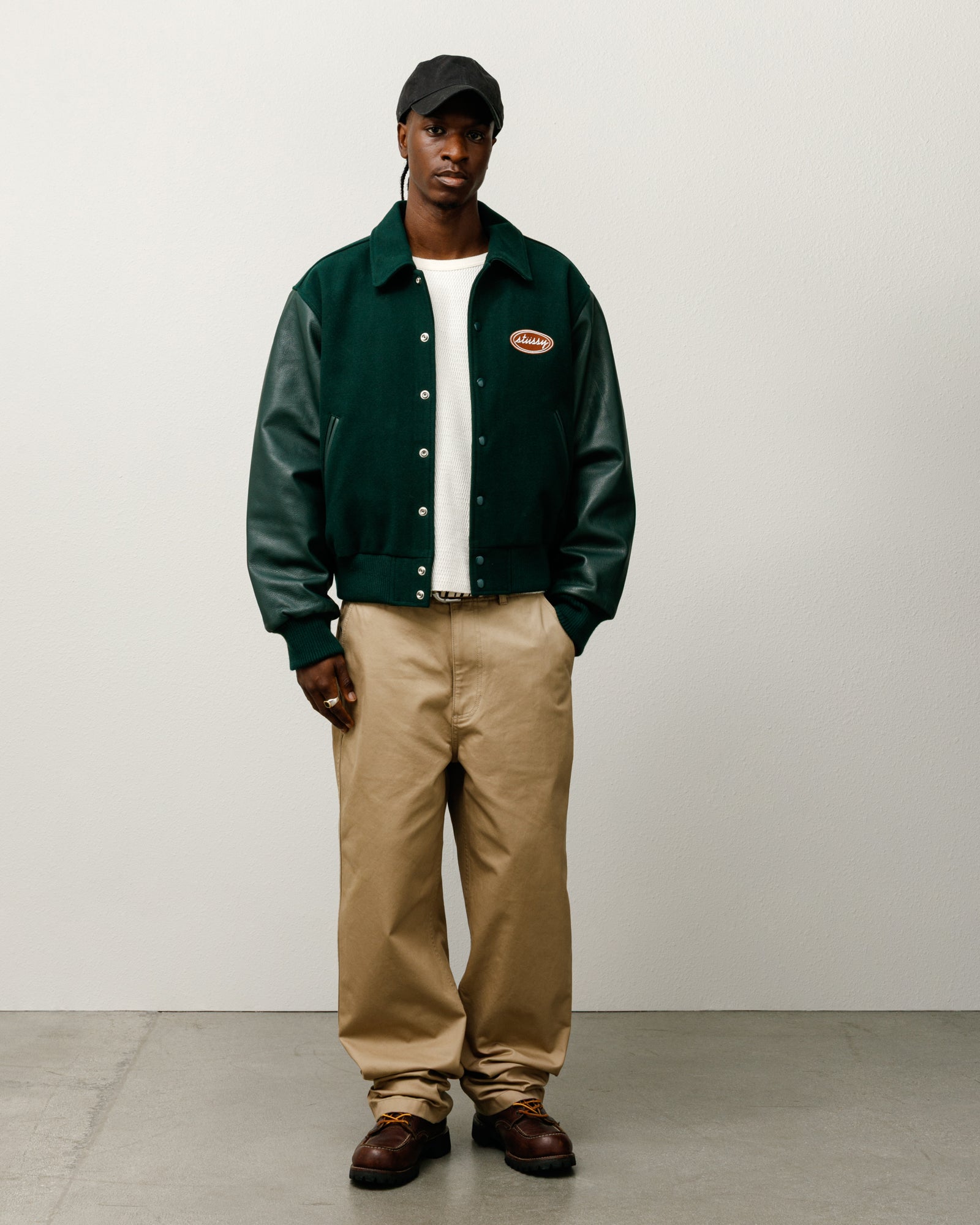 Script Oval Varsity Mens Long Sleeve In Green