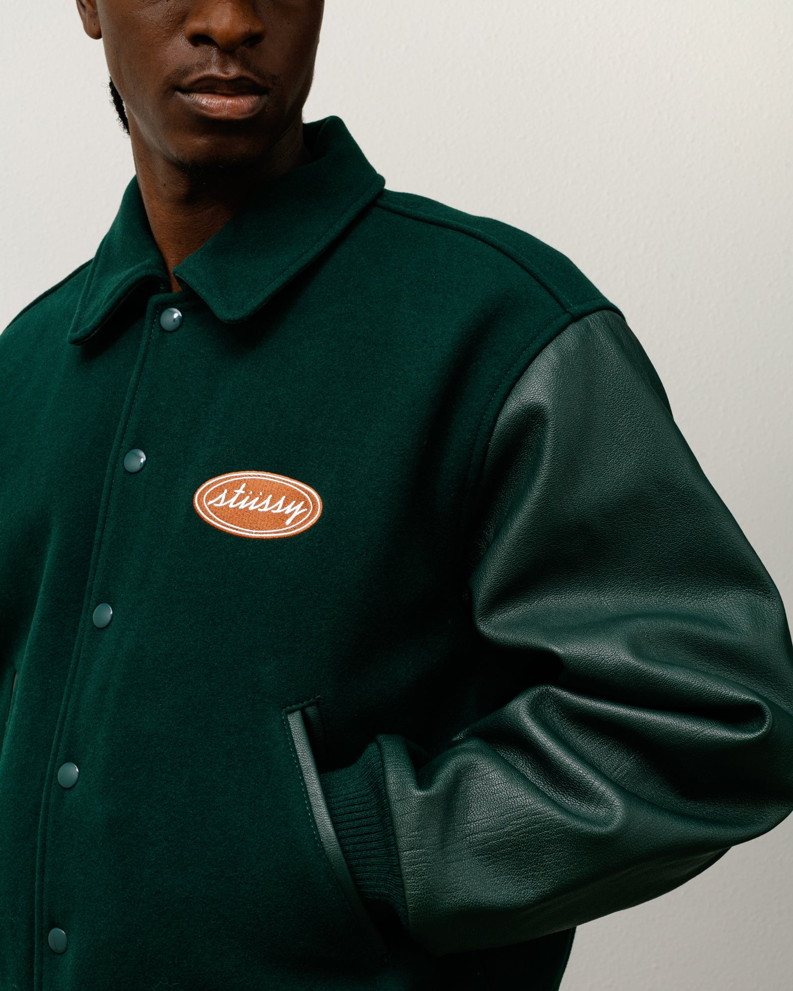 Script Oval Varsity Mens Long Sleeve In Green