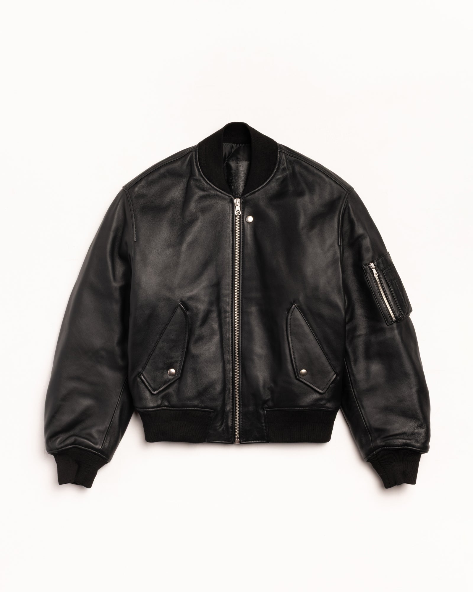 Built Leather Bomber Mens Long Sleeve In Black