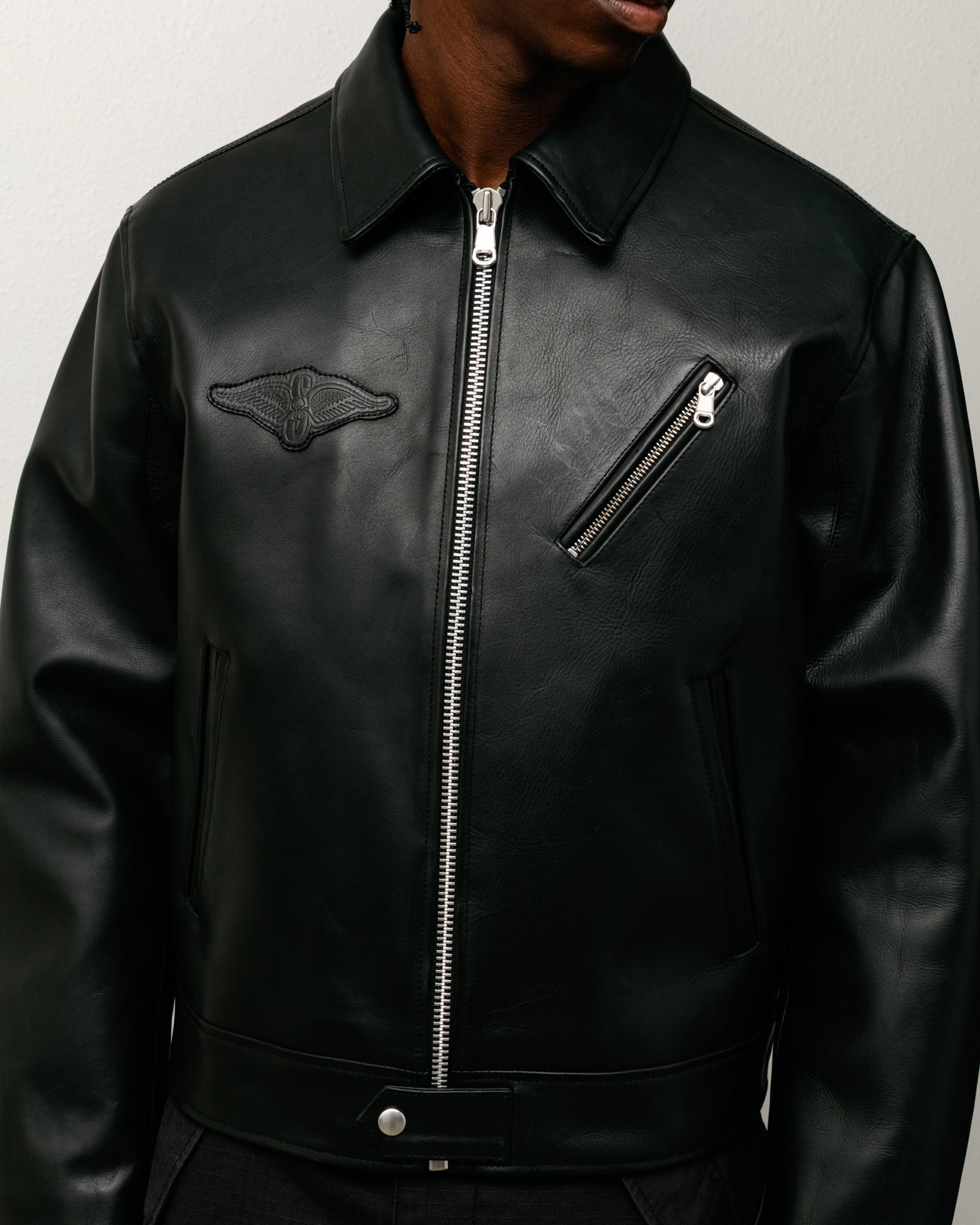 Biker Jacket Mens Long Sleeve In Black