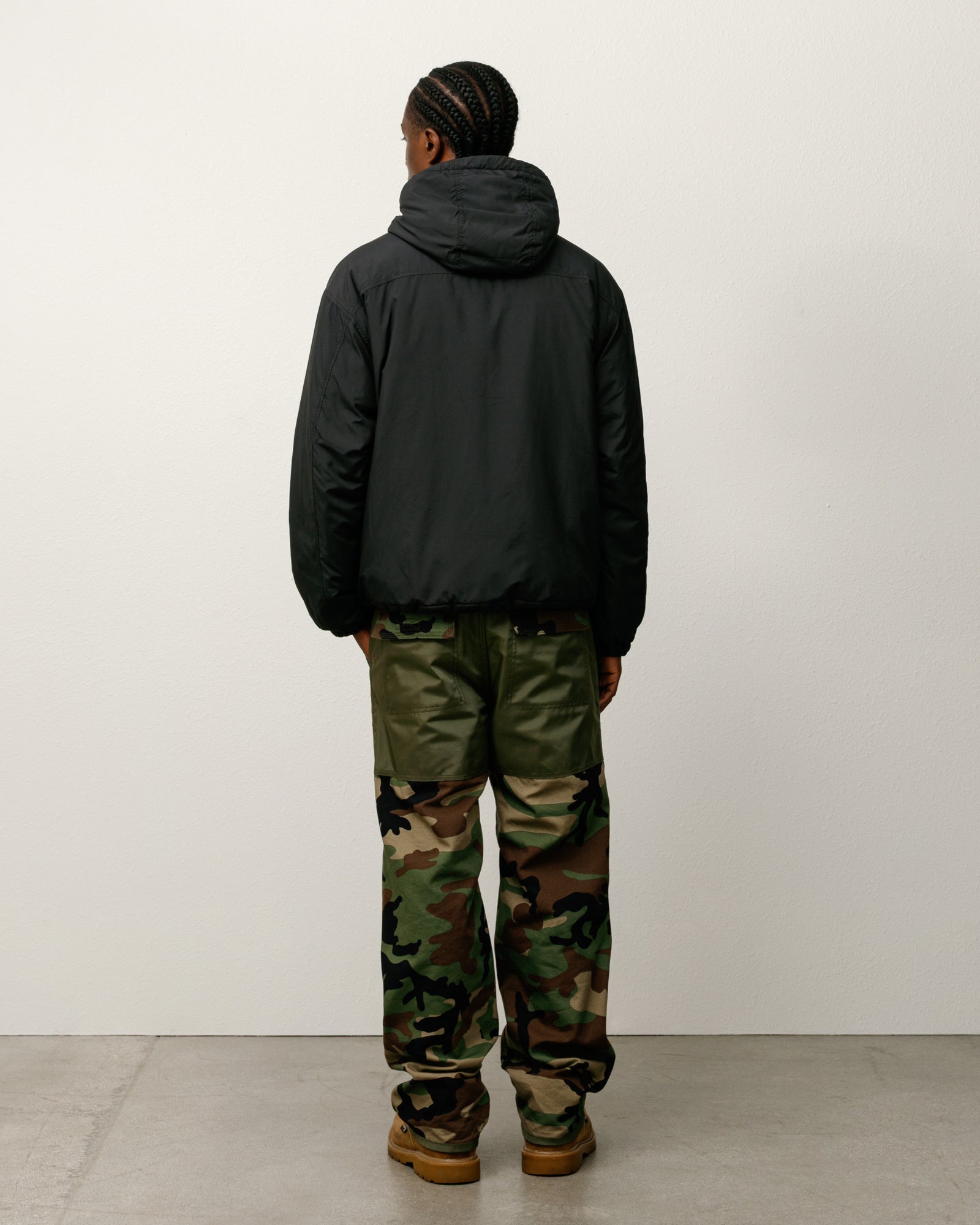 Insulated Hooded Jacket Mens Long Sleeve In Black