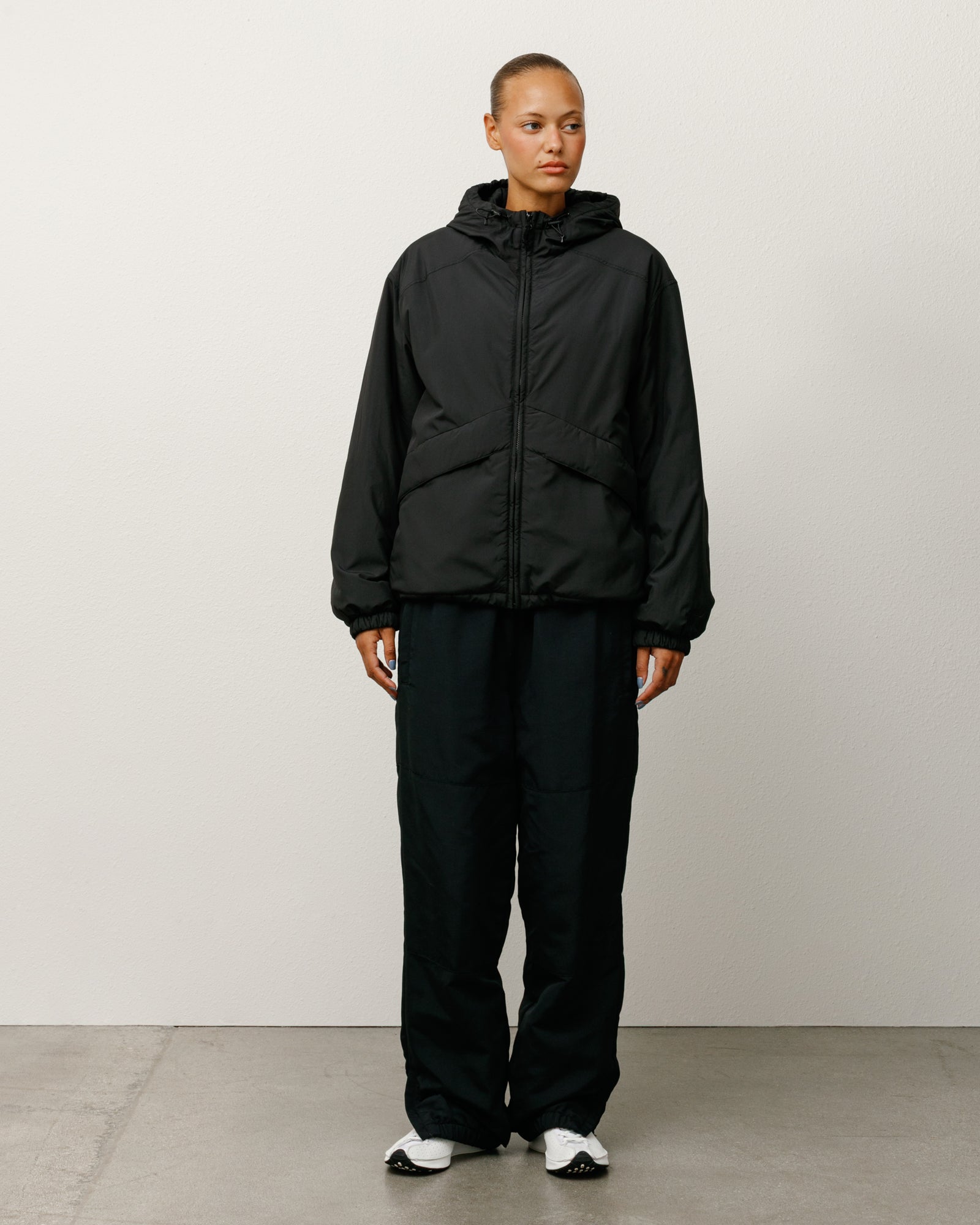 Insulated Hooded Jacket Mens Long Sleeve In Black
