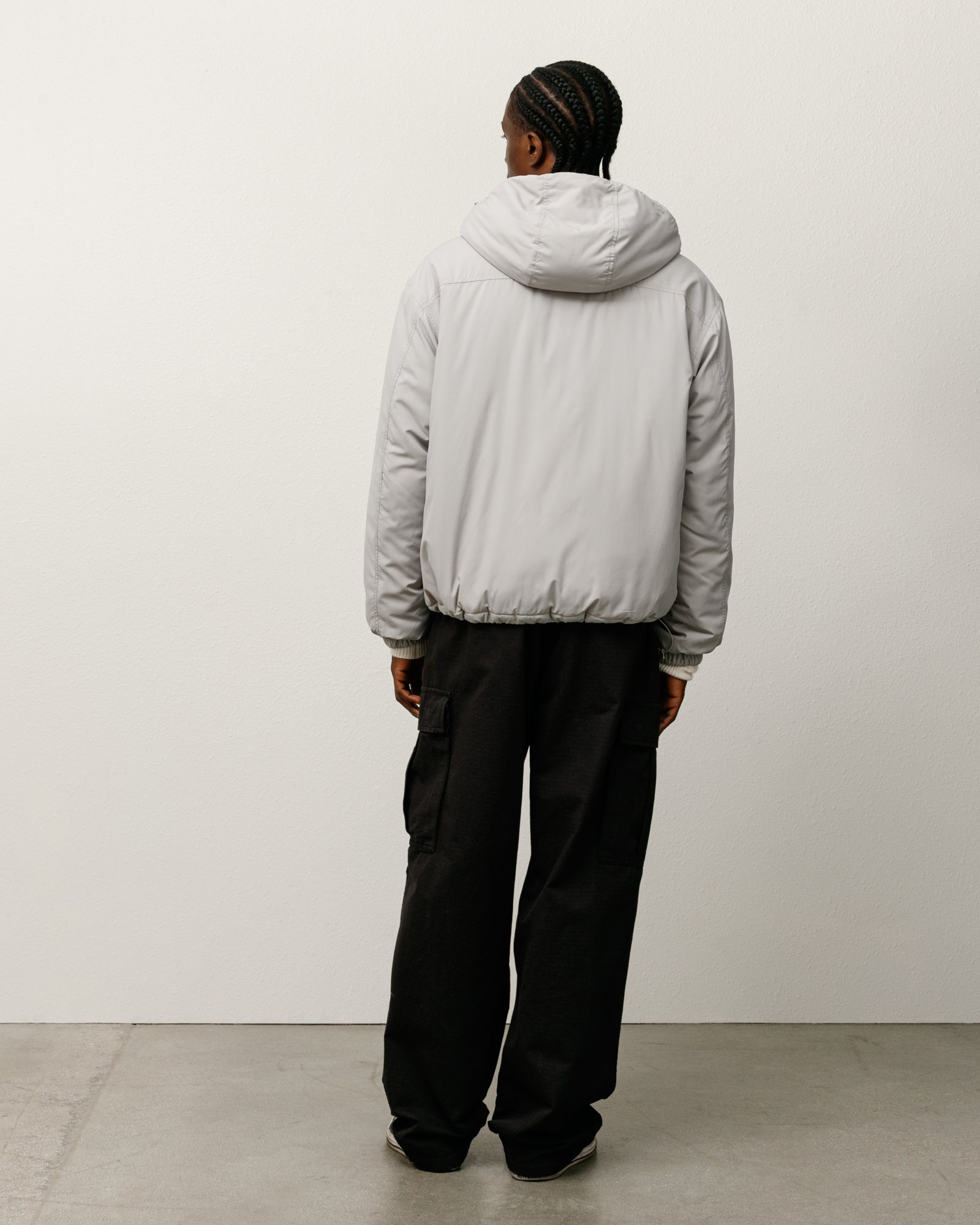 Insulated Hooded Jacket Mens Long Sleeve In Grey