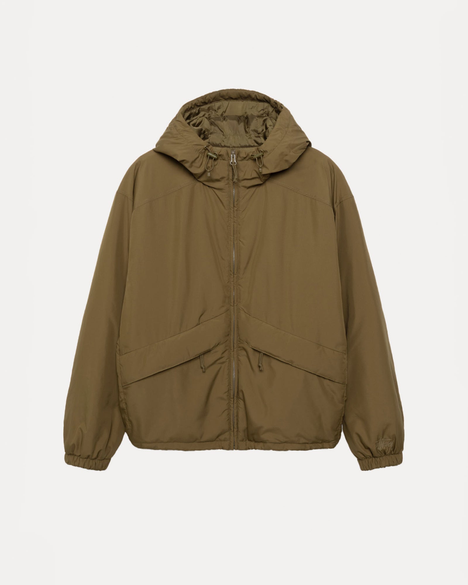Insulated Hooded Jacket Mens Long Sleeve In Olive