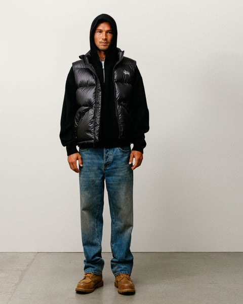 Micro Ripstop Down Vest Mens Long Sleeve In Black