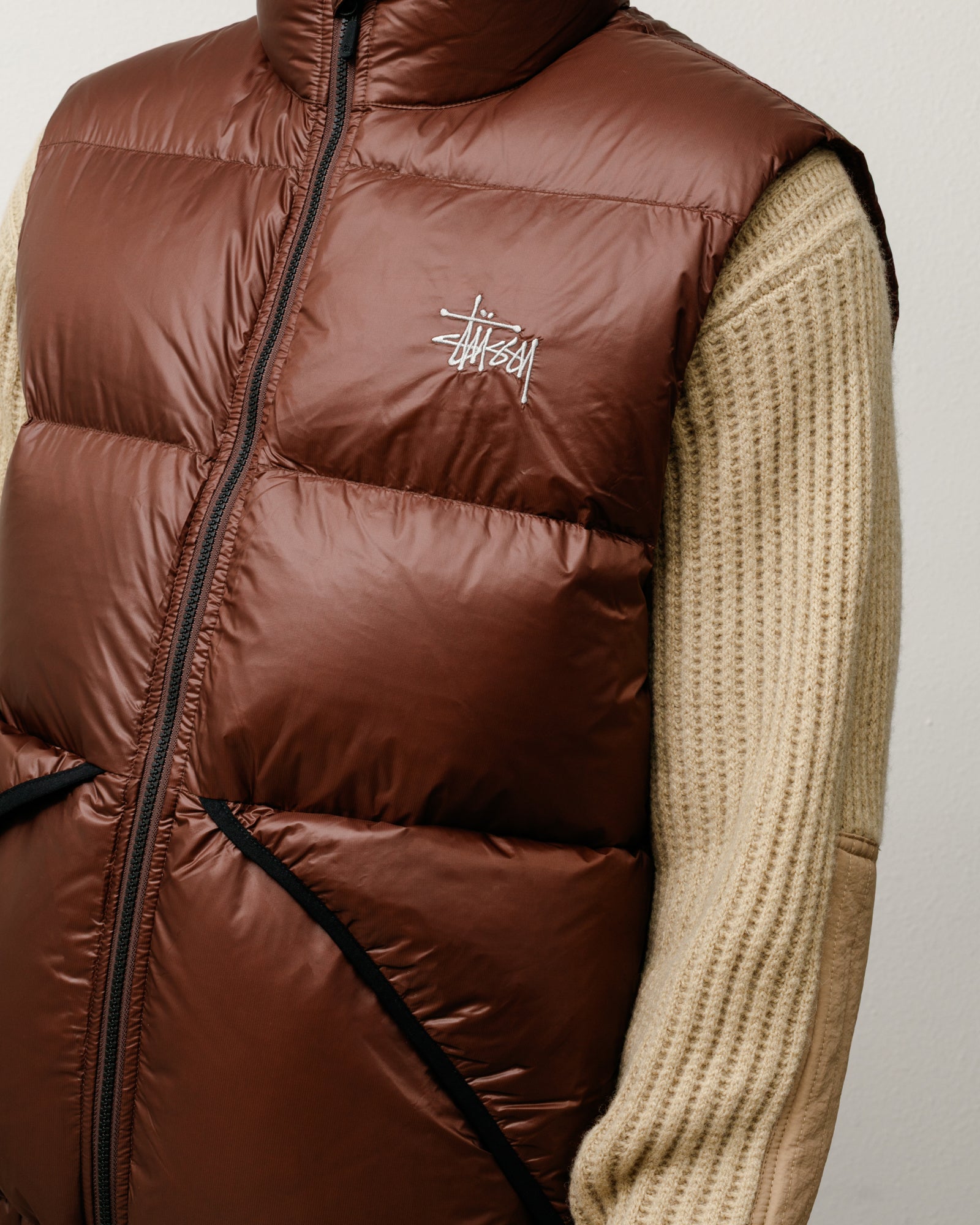 Micro Ripstop Down Vest – Brown | Outerwear | Stüssy Canada
