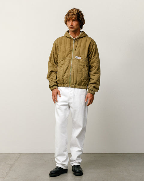 Quilted Canvas Work Jacket Mens Long Sleeve In Olive