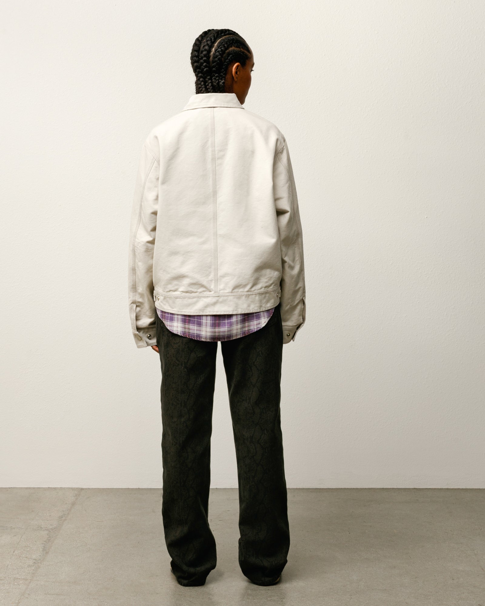 Work Jacket Collared Mens Long Sleeve In Stone