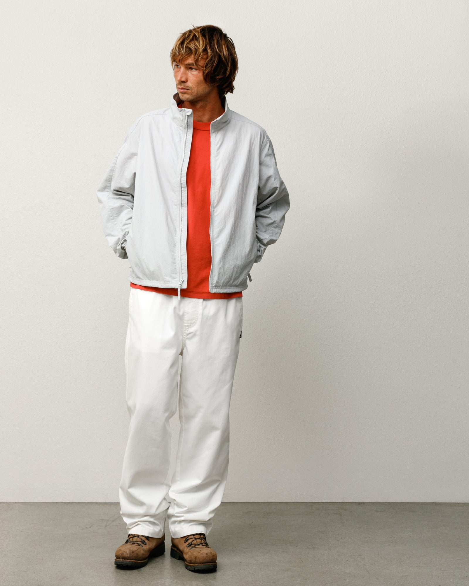 Lightweight Mock Jacket Mens Long Sleeve In Grey