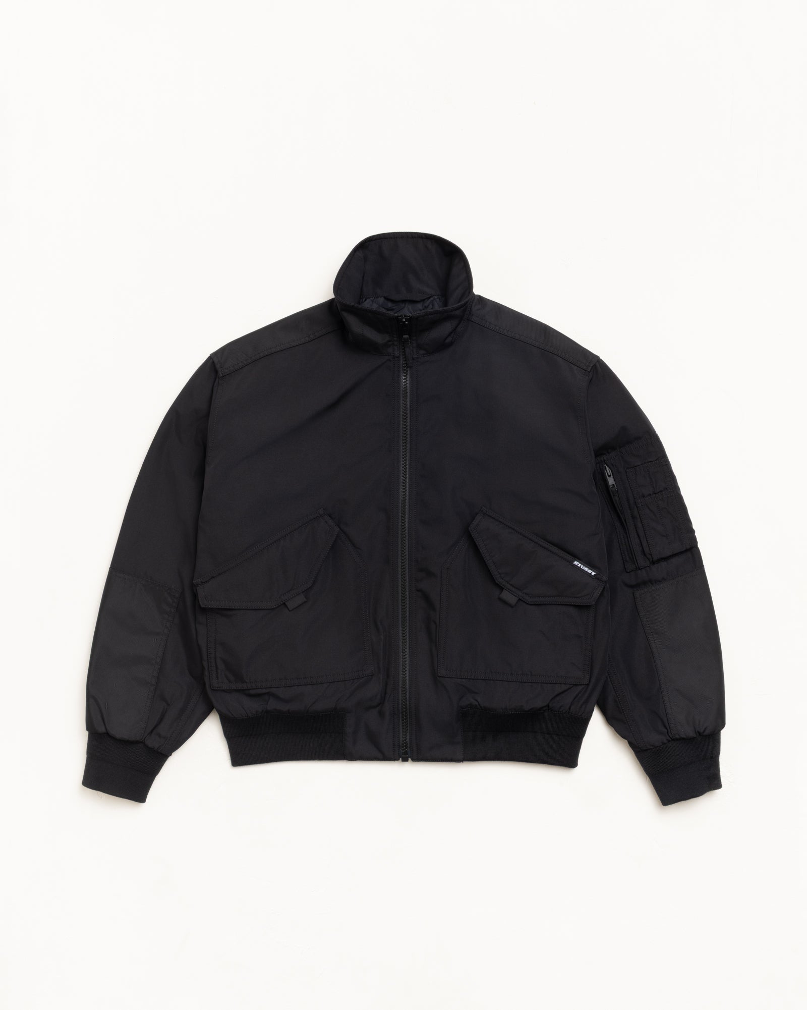 Mock Neck Flight Bomber Mens Long Sleeve In Black