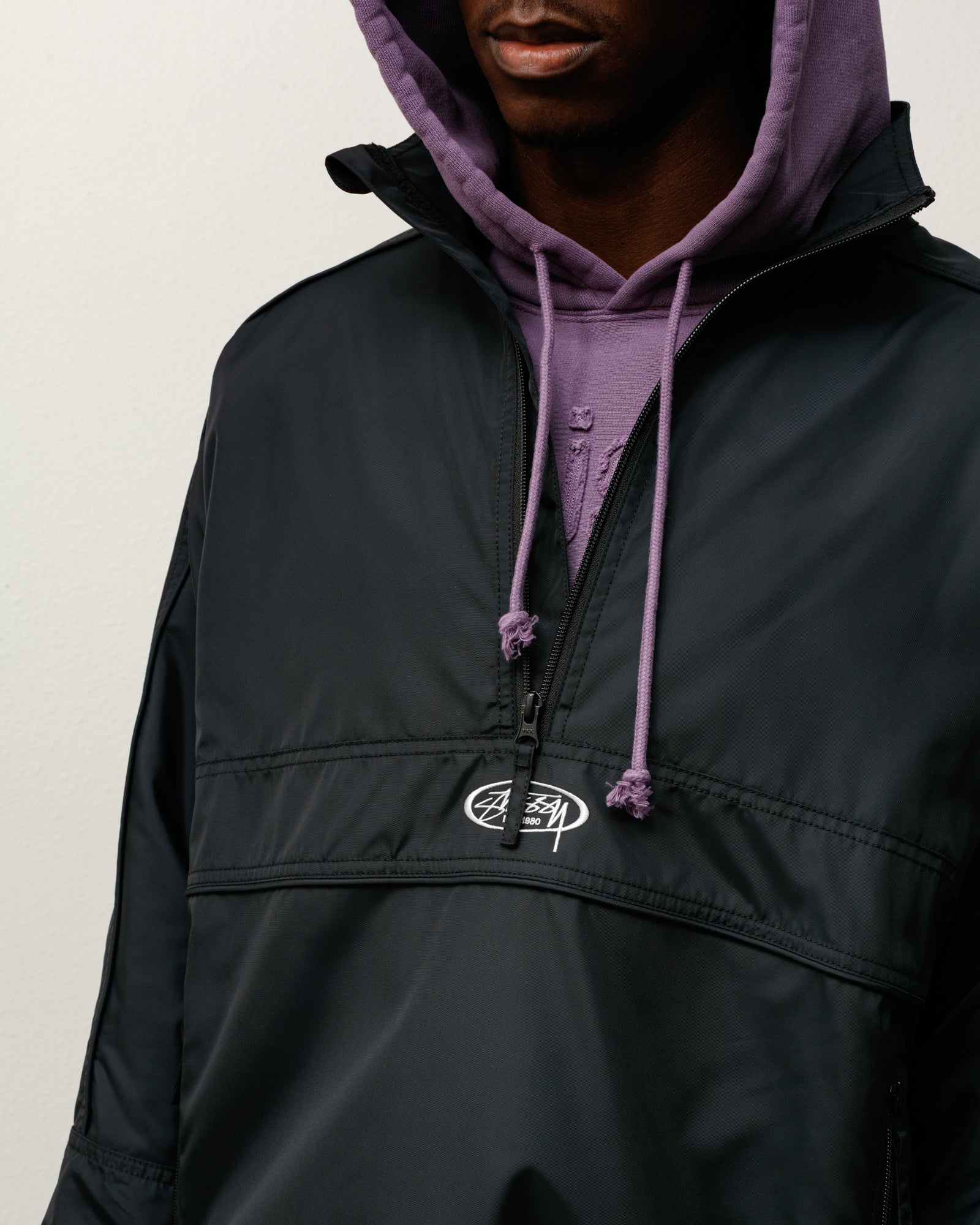 Lightweight Pullover Jacket Mens in the color Black