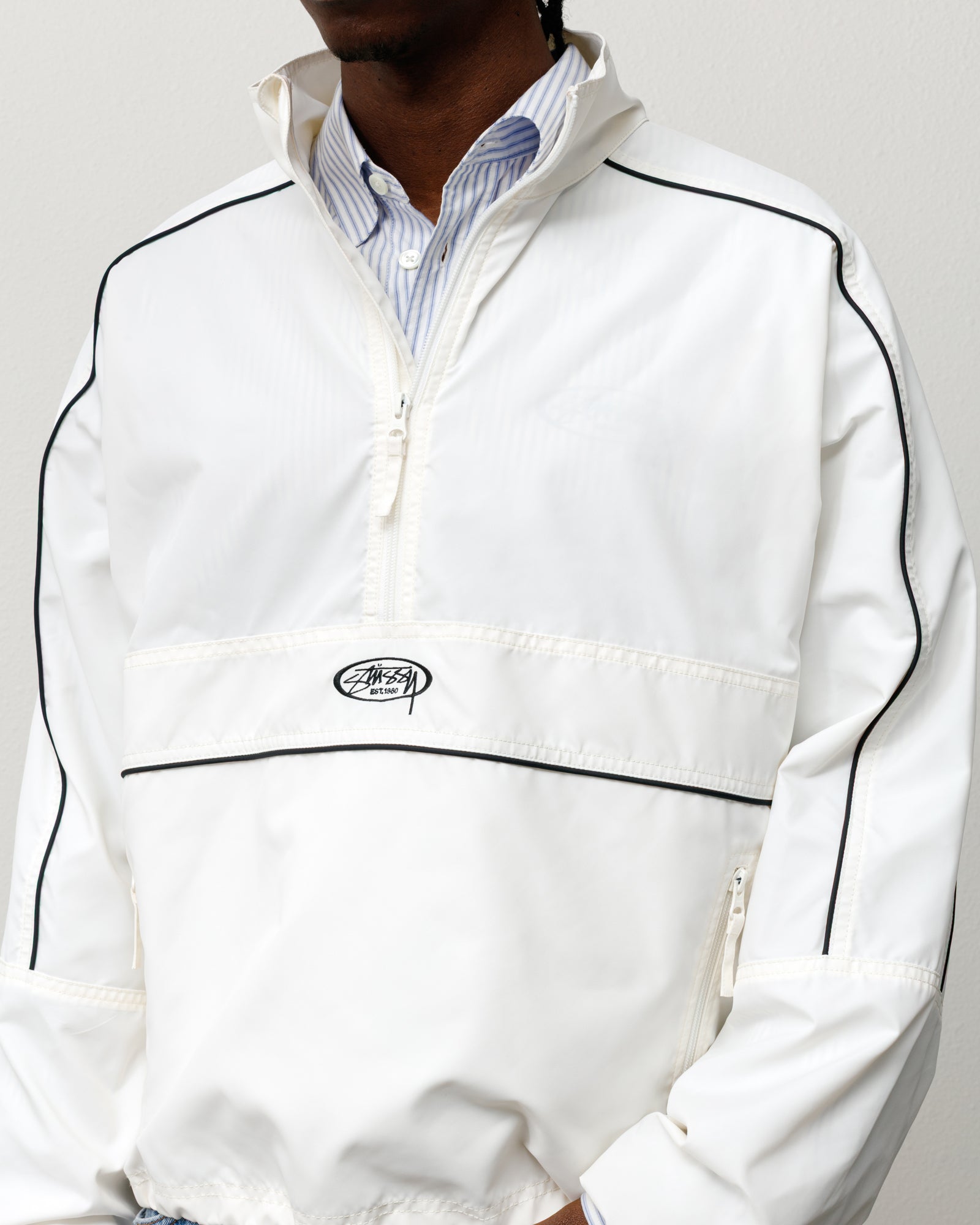 Lightweight Pullover Jacket Unisex Long Sleeve In White