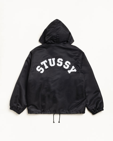 Hooded Coaches Jacket Mens Long Sleeve In Black