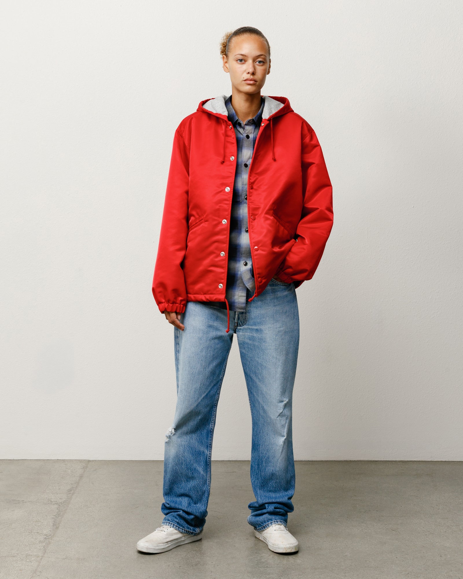 Hooded Coaches Jacket – Red | Outerwear | Stüssy Canada