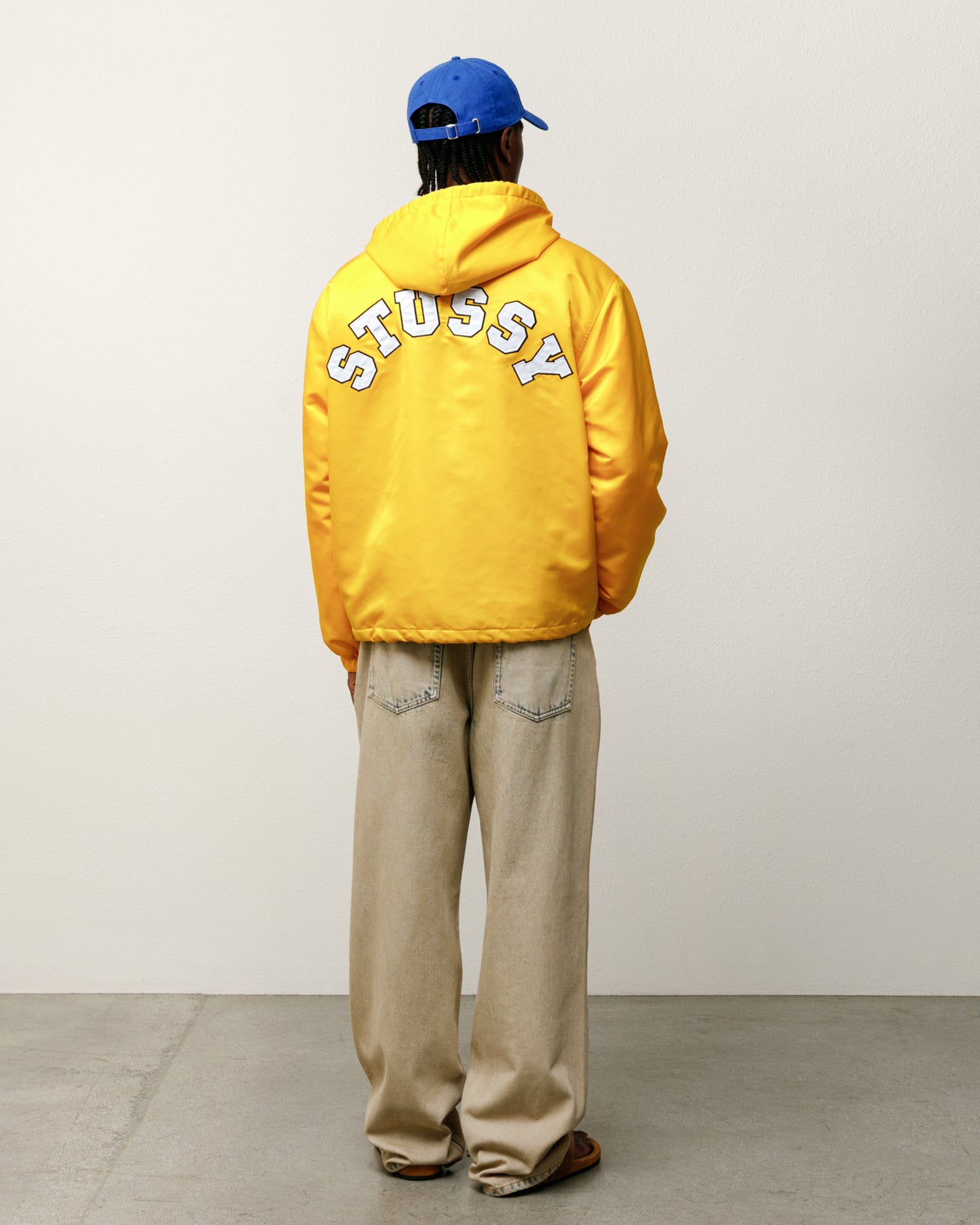 Hooded Coaches Jacket Mens Long Sleeve In Yellow