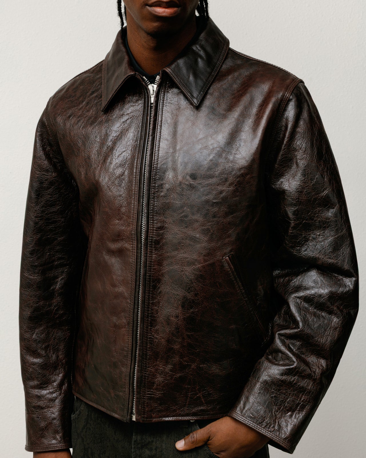 Garage Jacket Leather – Dark Brown | Outerwear | Stüssy Canada