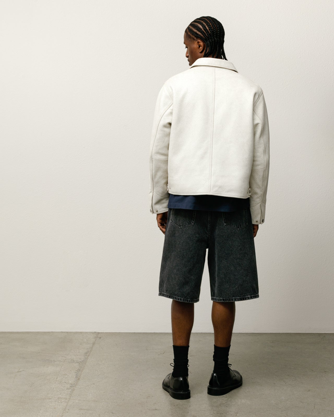 Garage Jacket Cracked Leather – White | Outerwear | Stüssy Canada