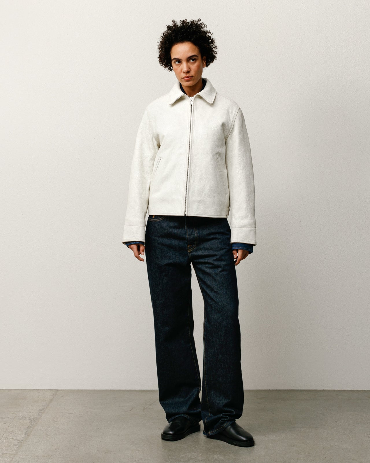 Garage Jacket Cracked Leather – White | Outerwear | Stüssy Canada