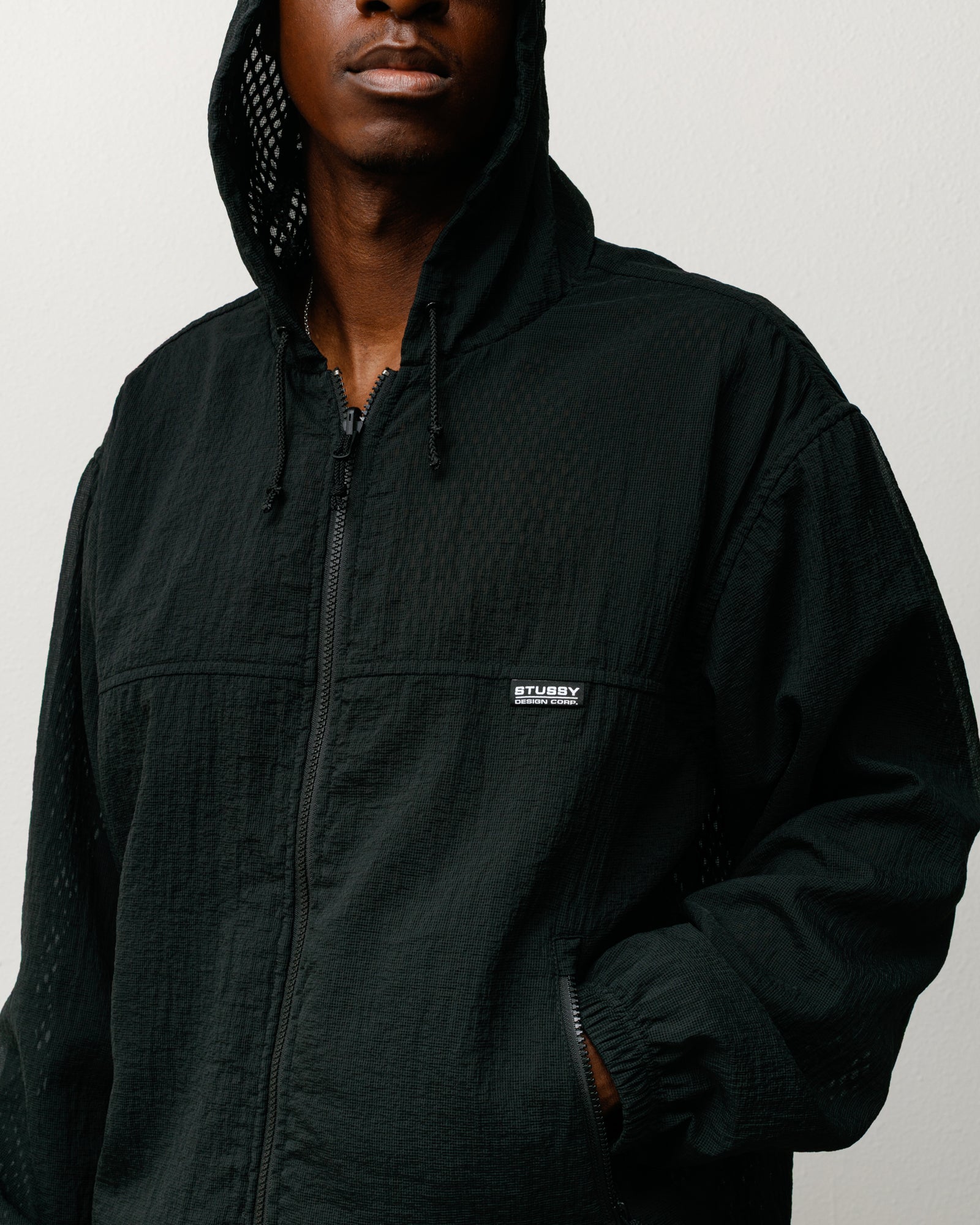 Layered Mesh Hooded Jacket – Black | Outerwear | Stüssy Canada