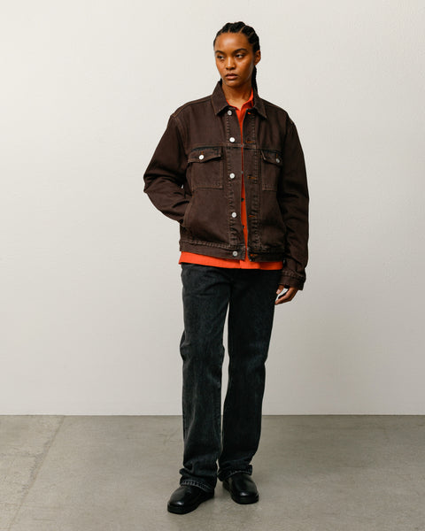 Lined Trucker Resin Denim Mens Long Sleeve In Resin Brown