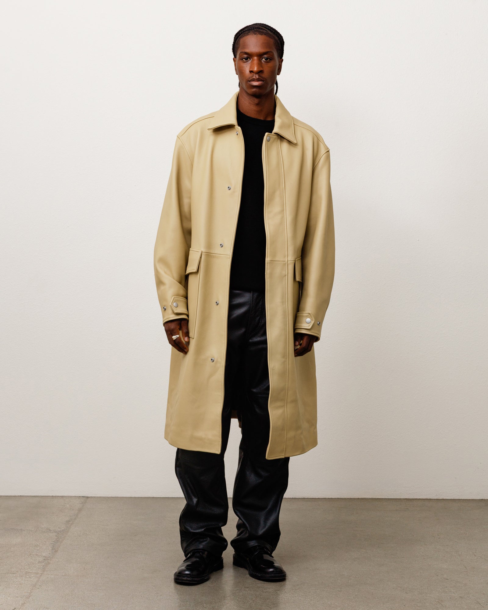 Leather Duster Unisex Long Sleeve In Sand