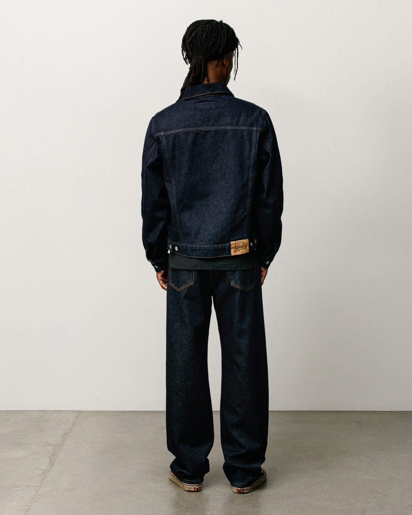 Trucker Denim Unisex Long Sleeve In Rinsed Indigo