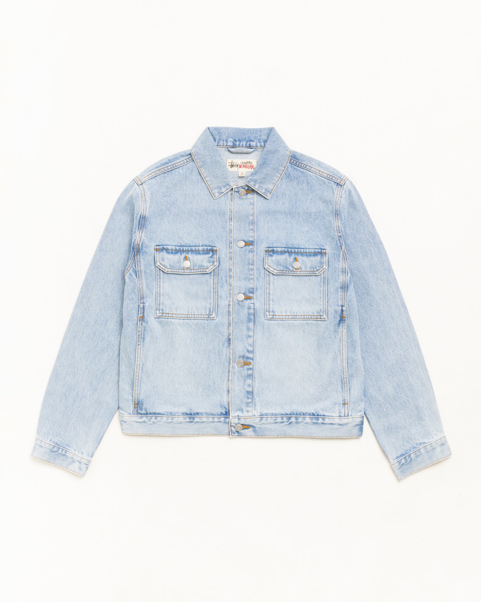 Trucker Denim Unisex Long Sleeve In Light Wash Indigo