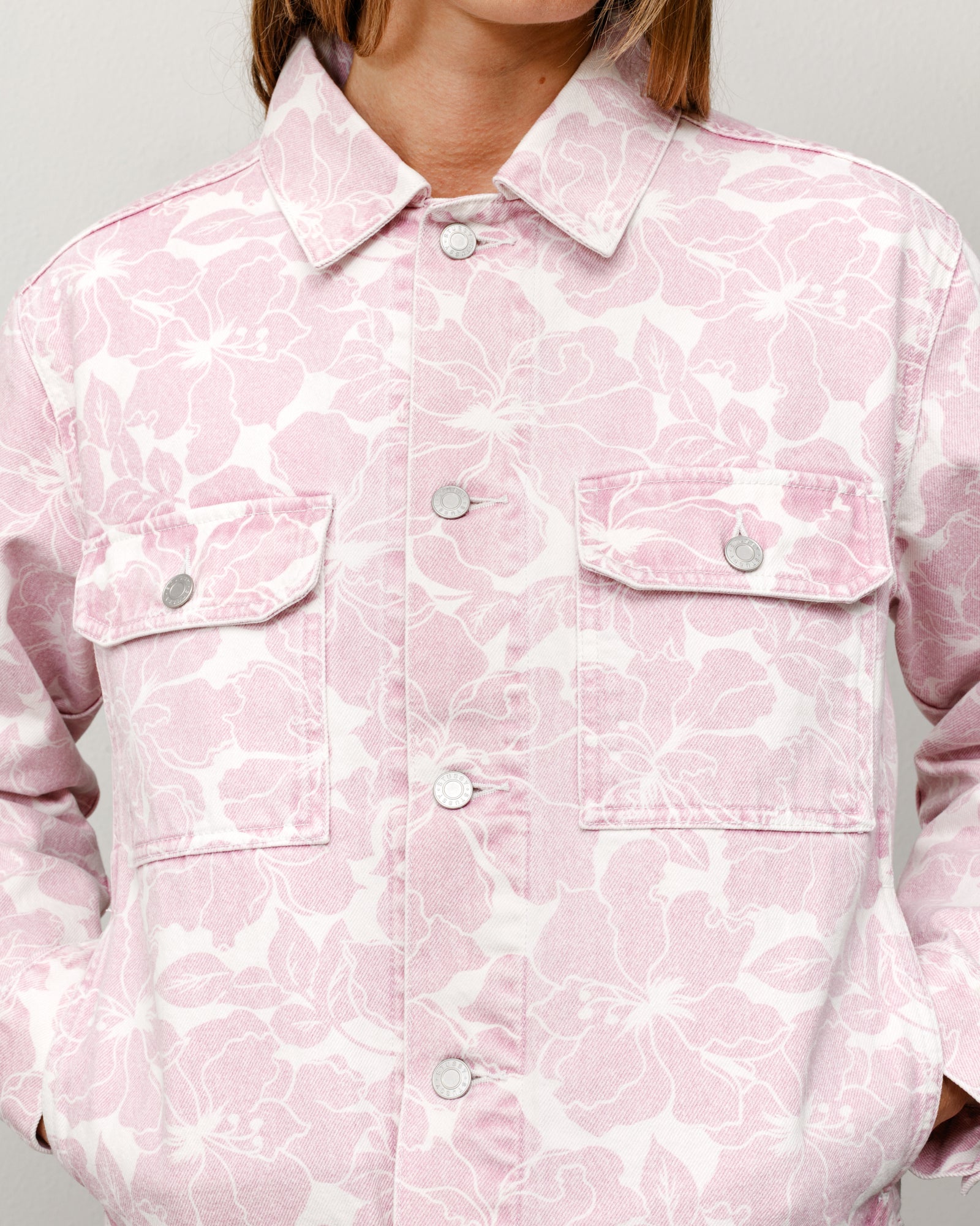 Denim Trucker Jacket – Pink Hawaiian | Outerwear | Stüssy Canada