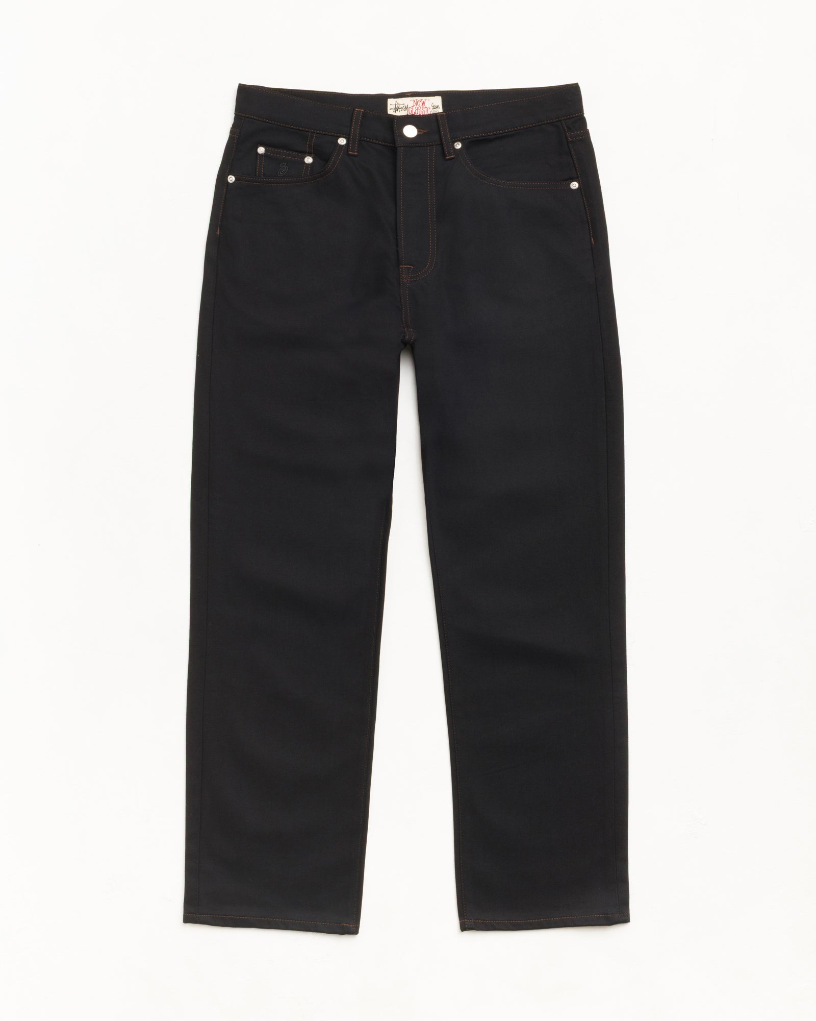New Classic Jean Denim Unisex In Raw Black Contrast Stitch