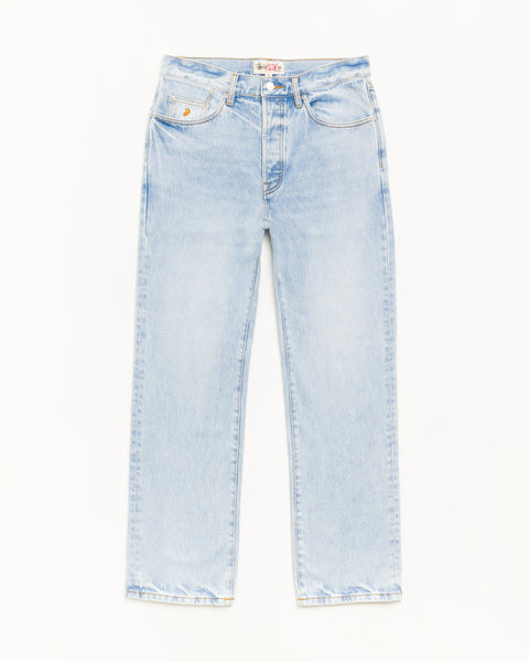 Straight Jean Denim Unisex In Light Wash Indigo