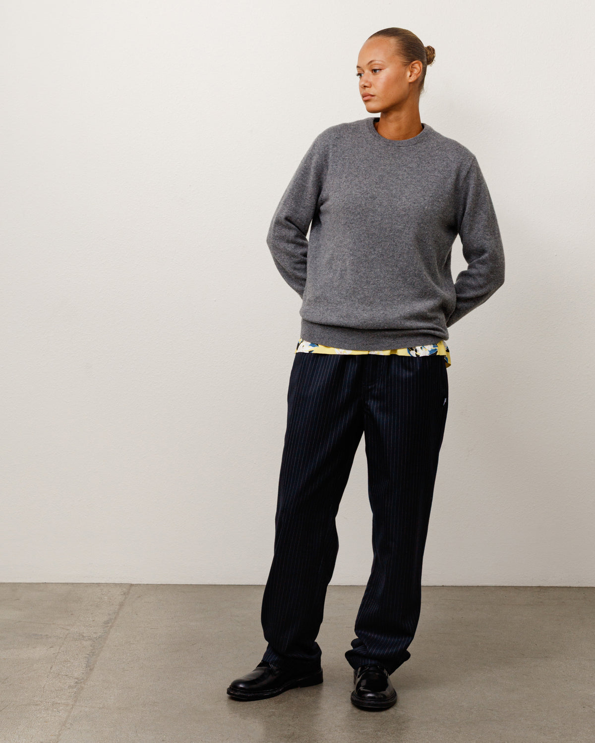 Beach Pant Dress Wool Unisex Regular In Navy Pinstripe
