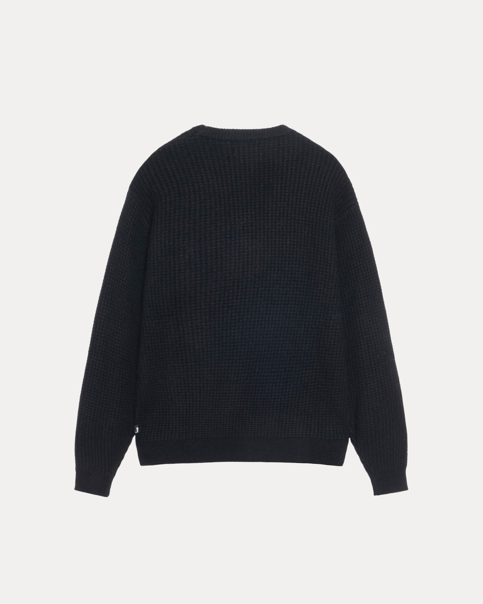 Waffle Cashmere Sweater Mens Long Sleeve In Black