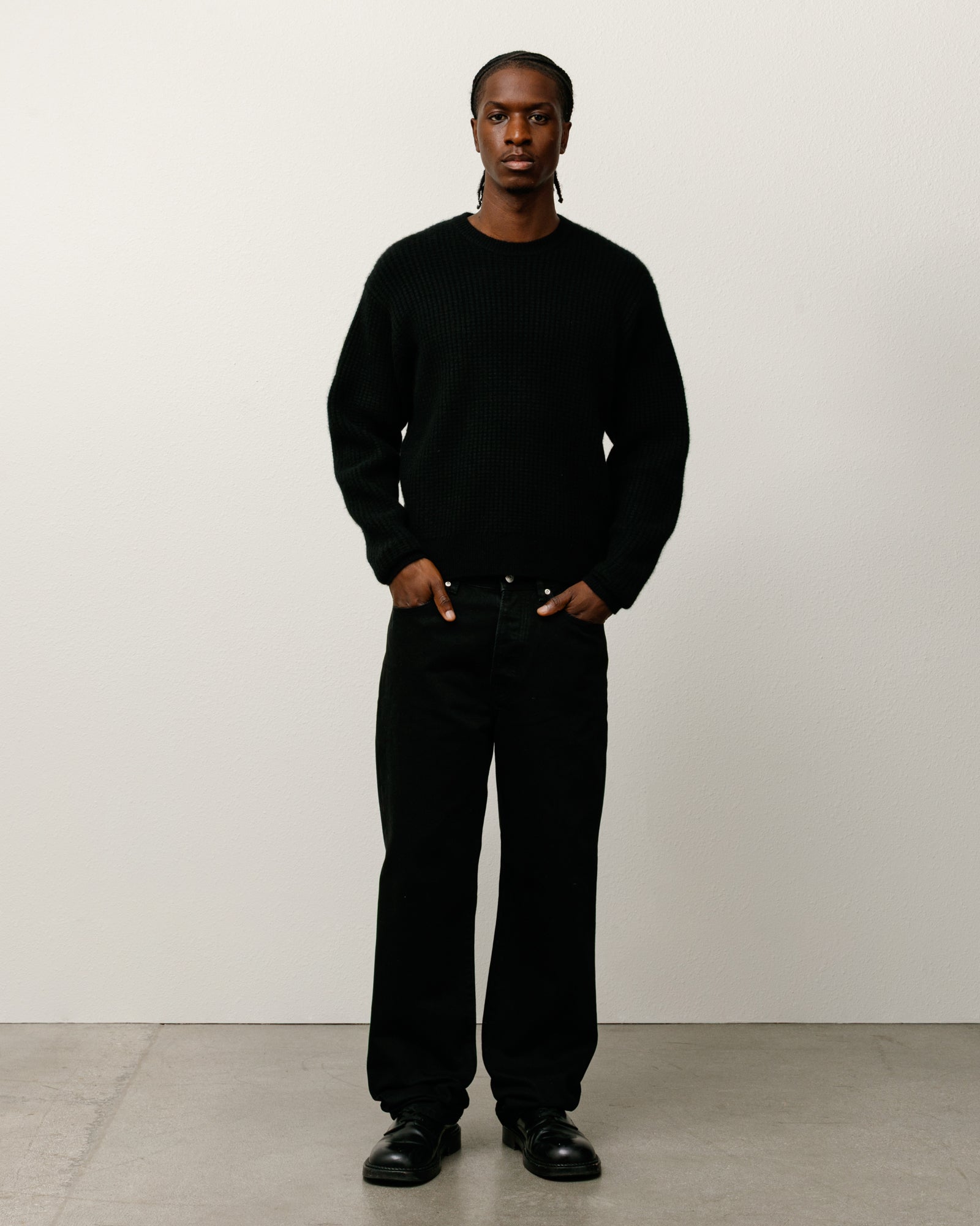 Waffle Cashmere Sweater – Black | Sweaters & Knits | Stüssy Canada