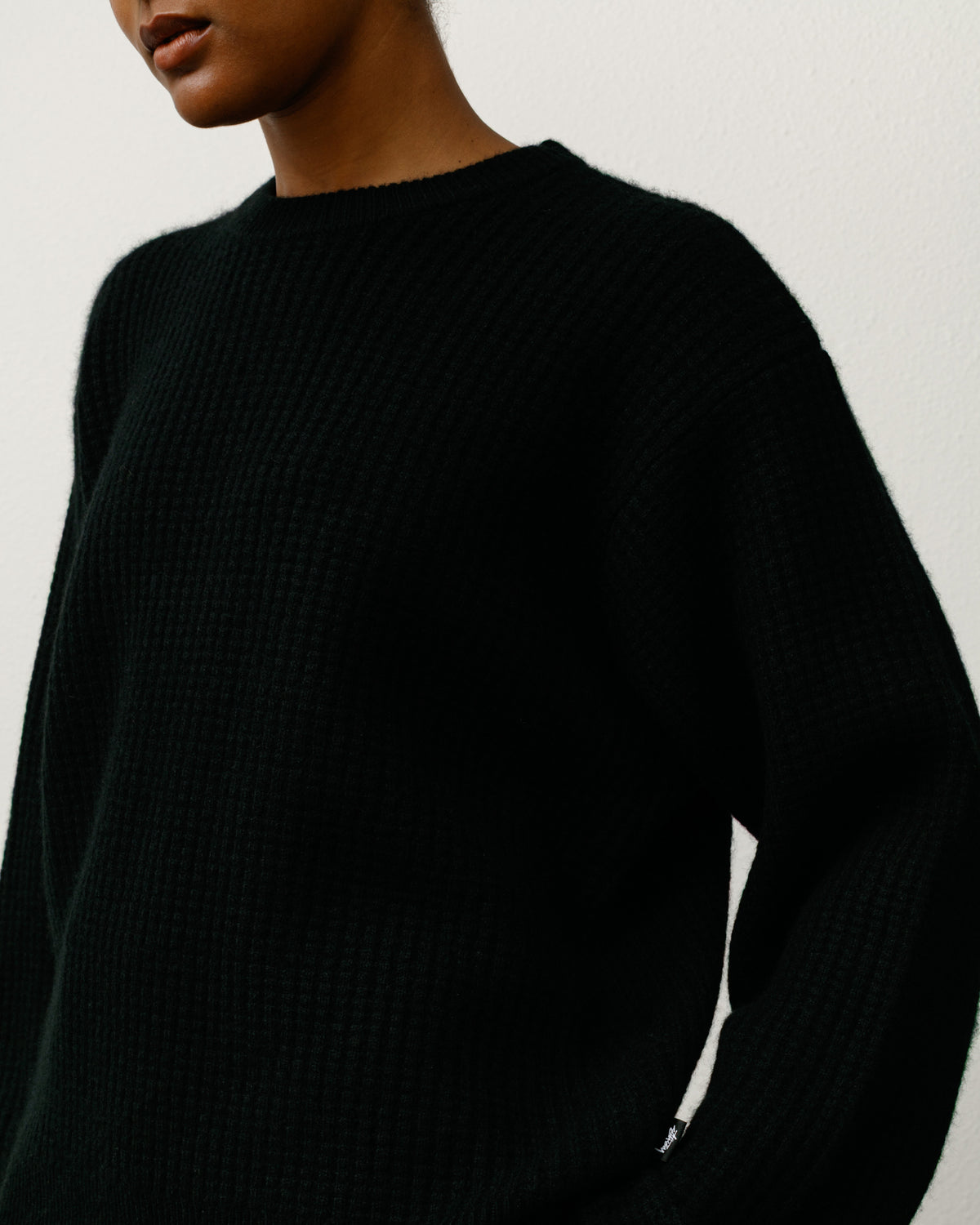 Waffle Cashmere Sweater – Black | Tops & Knits | Stüssy Canada