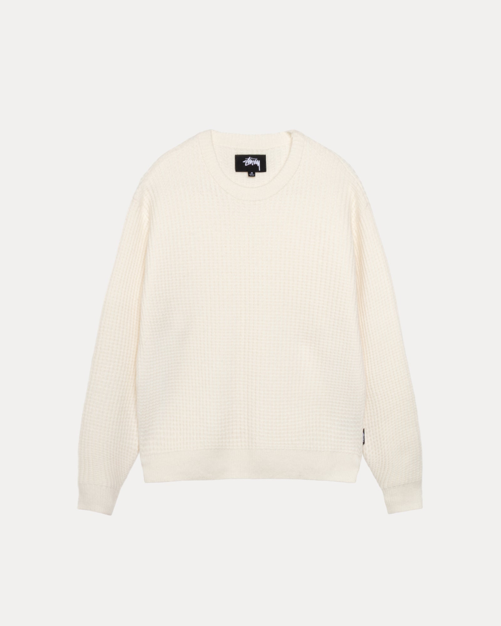 Waffle Cashmere Sweater Mens Long Sleeve In Ivory