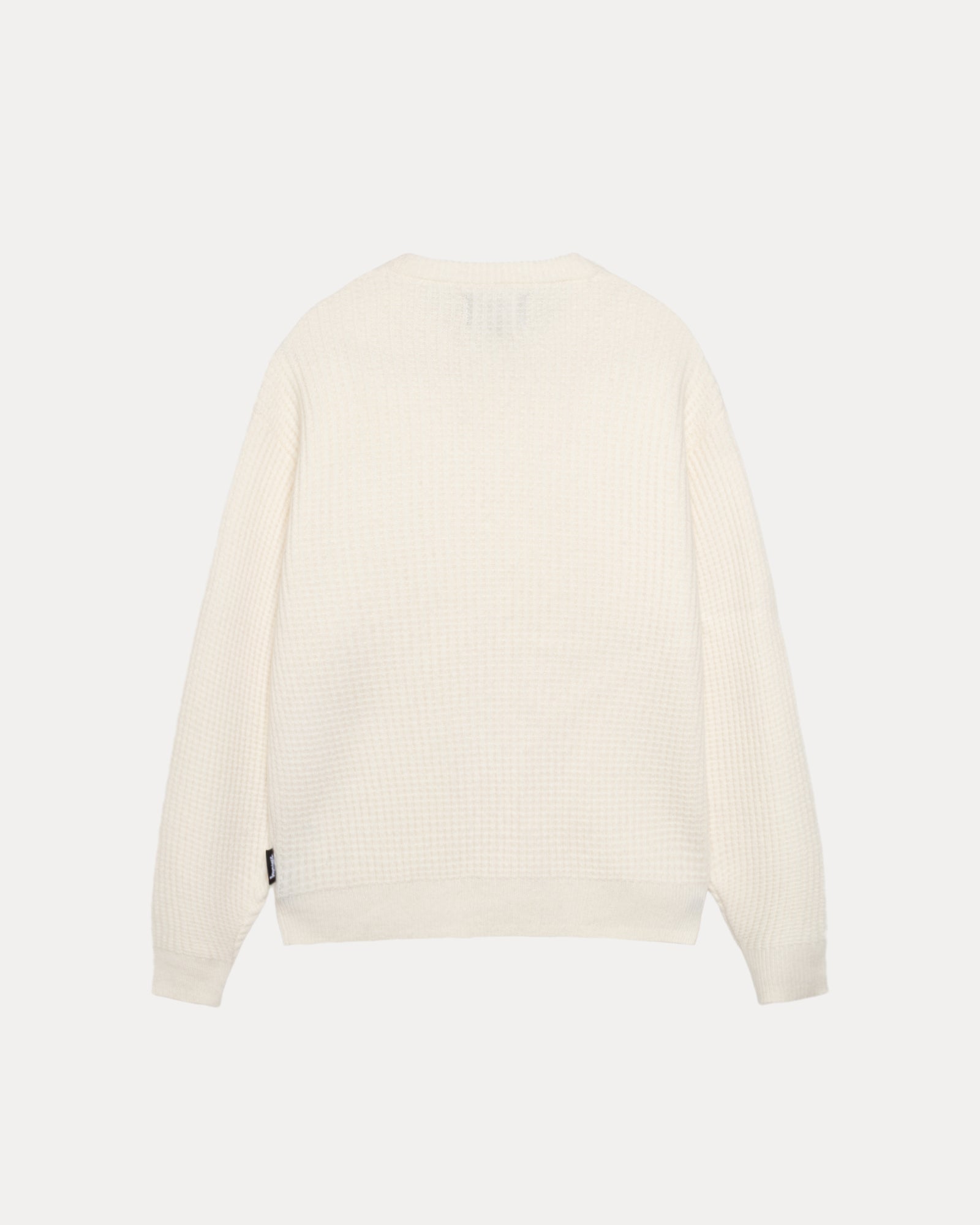 Waffle Cashmere Sweater Mens Long Sleeve In Ivory