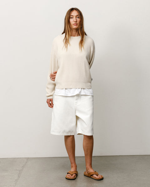 Waffle Cashmere Sweater In Natural