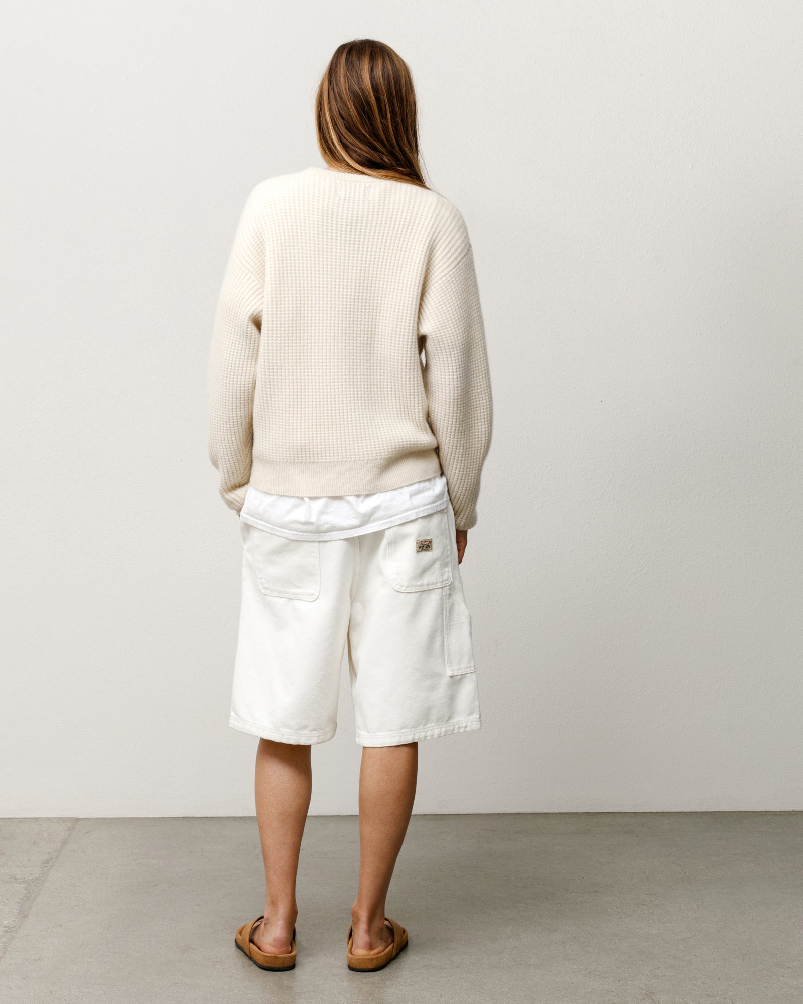 Waffle Cashmere Sweater In Natural