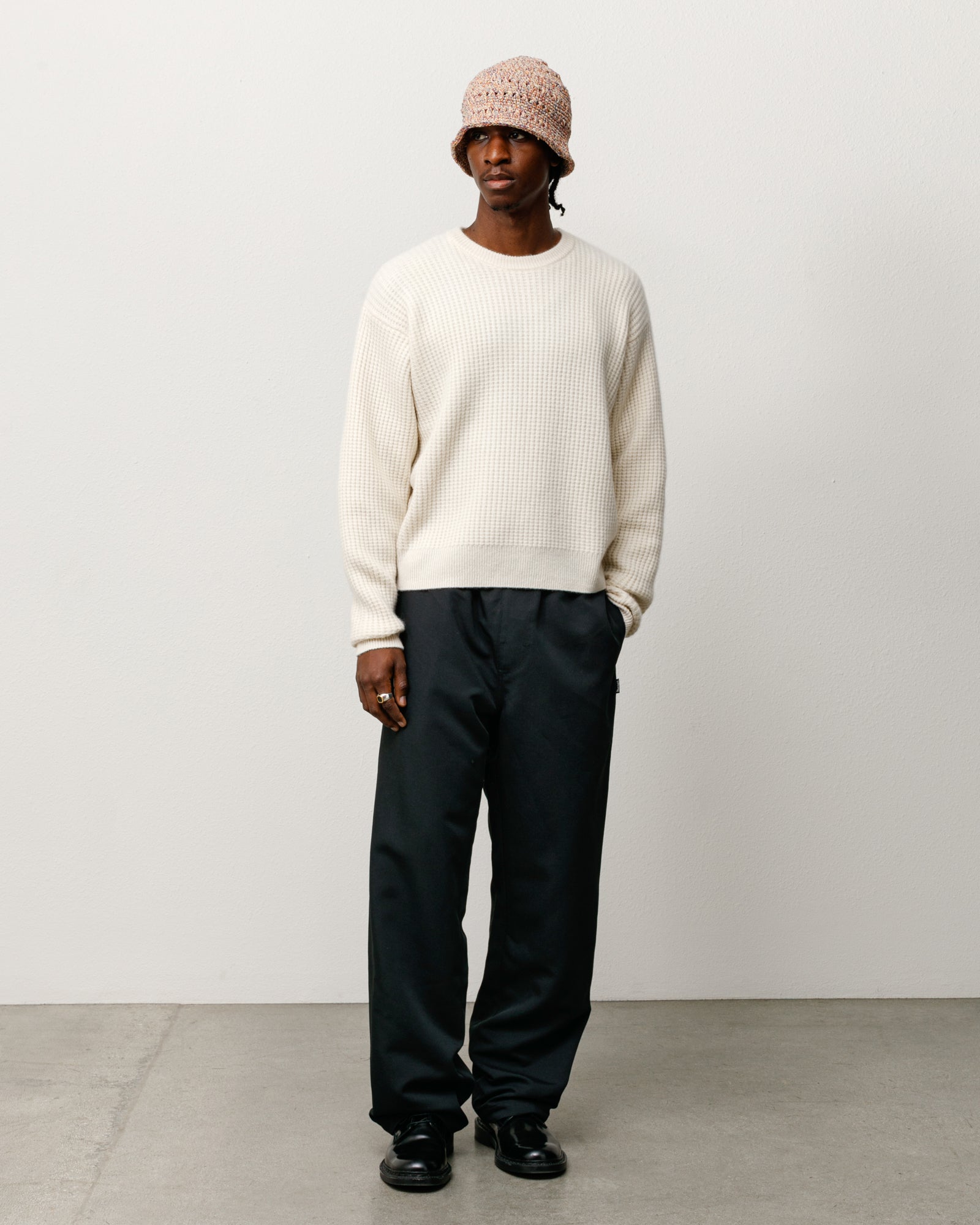 Waffle Cashmere Sweater In Natural