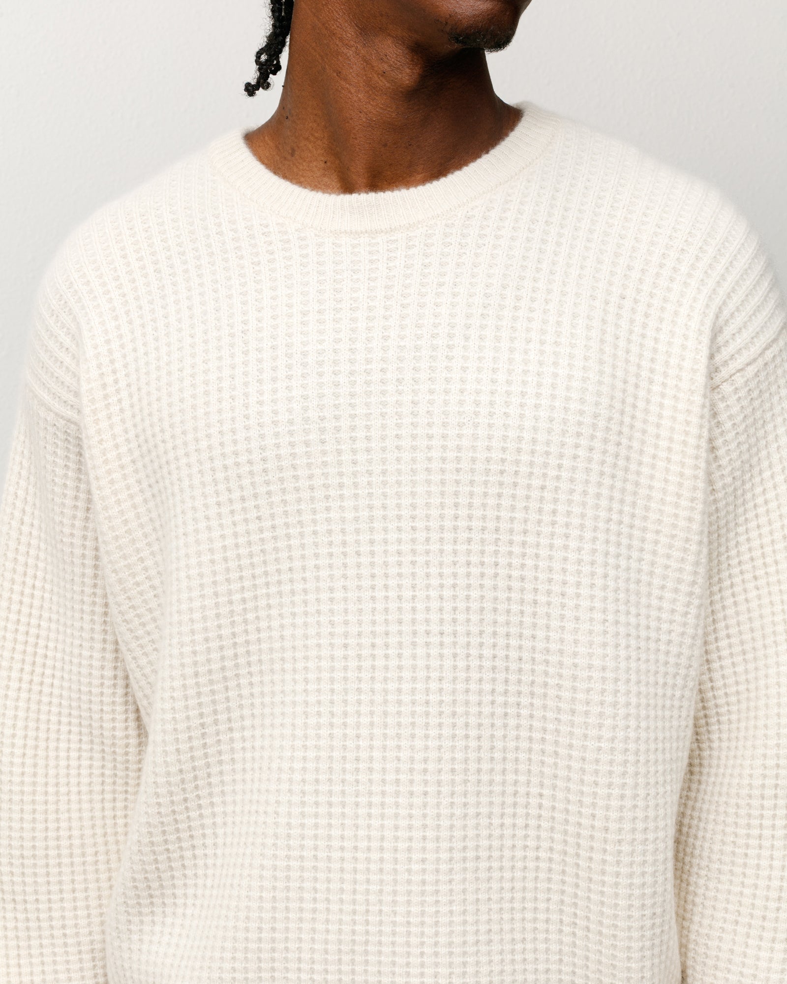 Waffle Cashmere Sweater In Natural