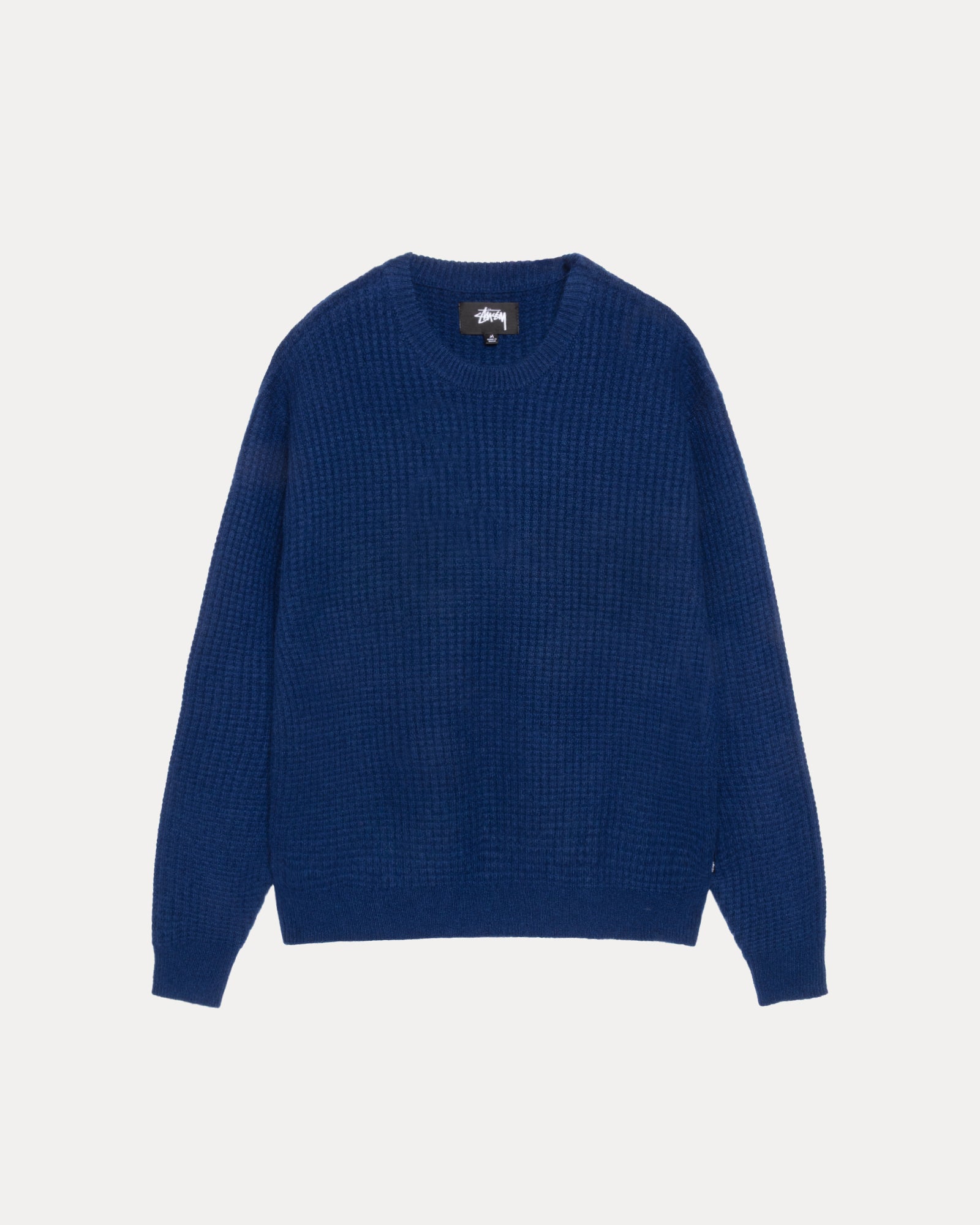Waffle Cashmere Sweater Mens Long Sleeve In Navy