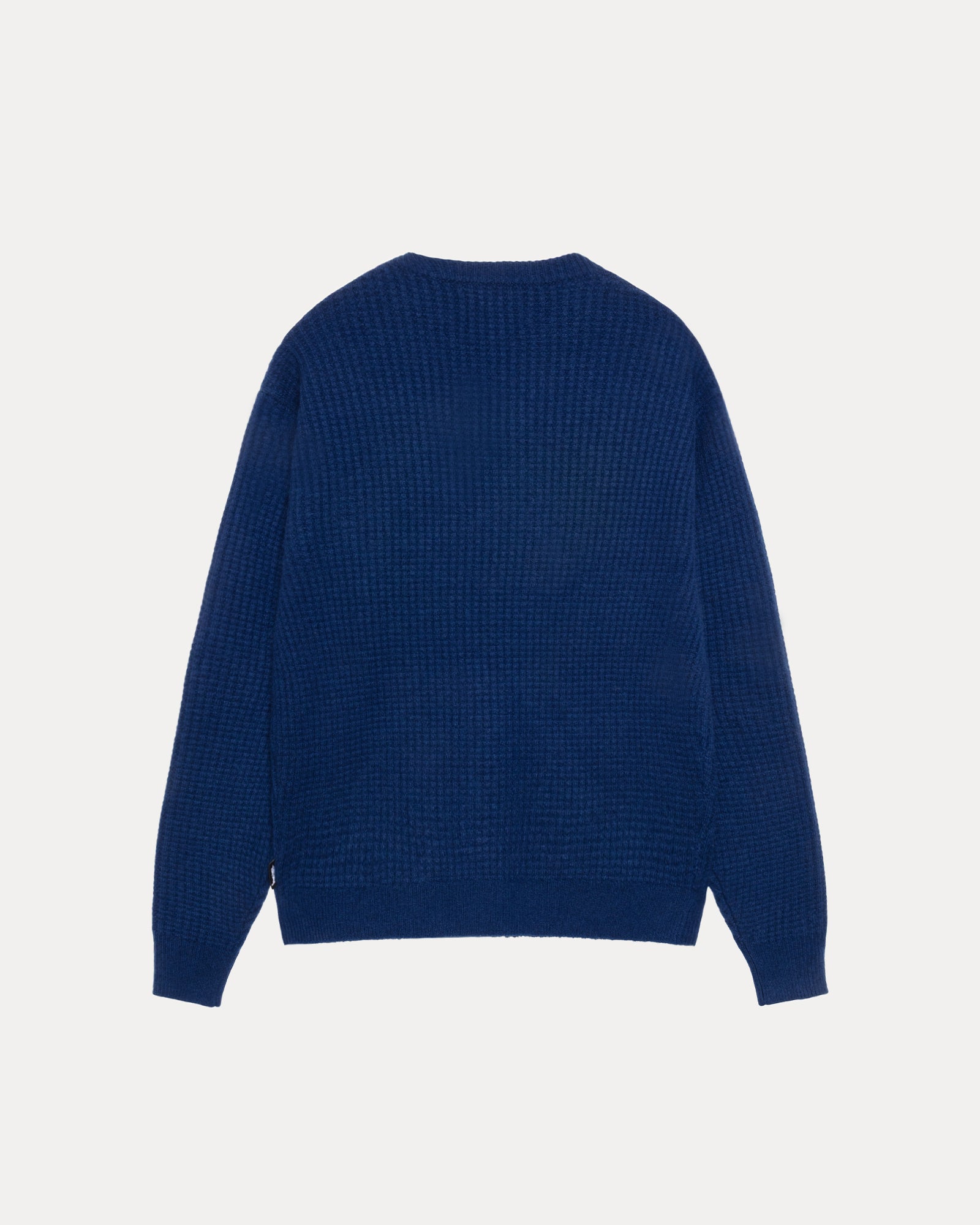 Waffle Cashmere Sweater Mens Long Sleeve In Navy