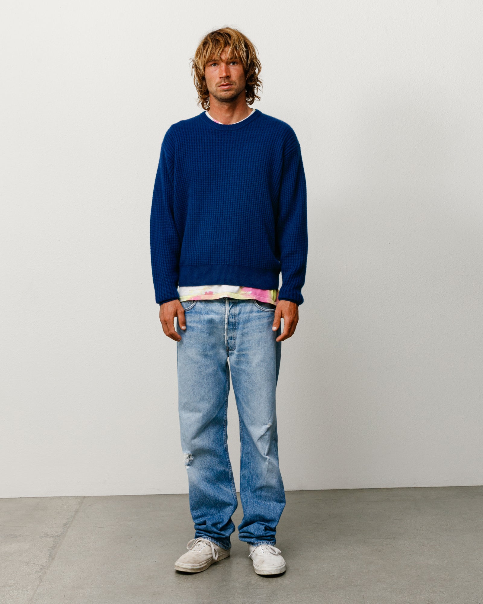 Waffle Cashmere Sweater – Navy | Tops & Knits | Stüssy Canada